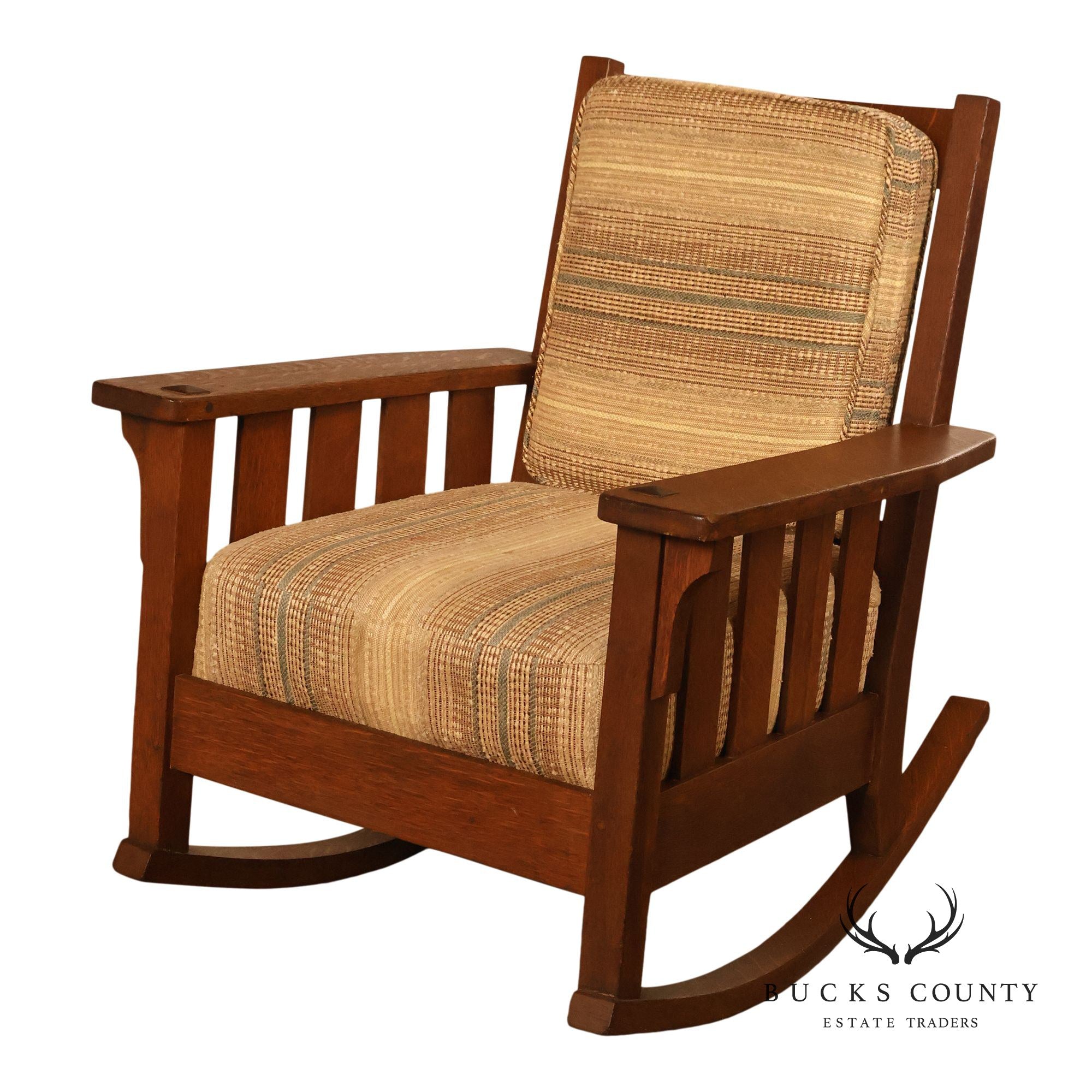 Antique Lifetime Arts And Crafts Oak Rocking Chair