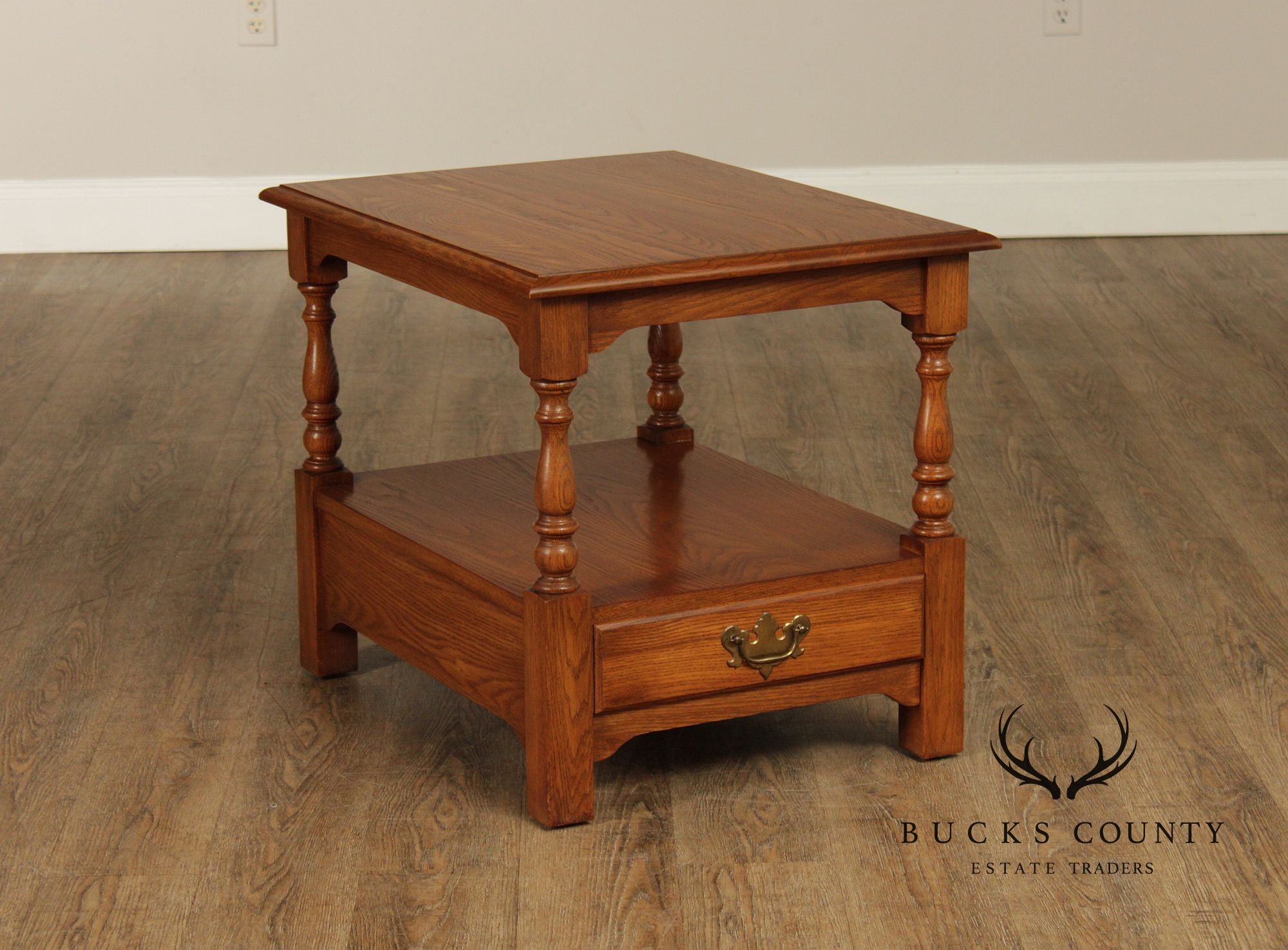 Pennsylvania House Solid Oak Two Tier End Table With Drawer