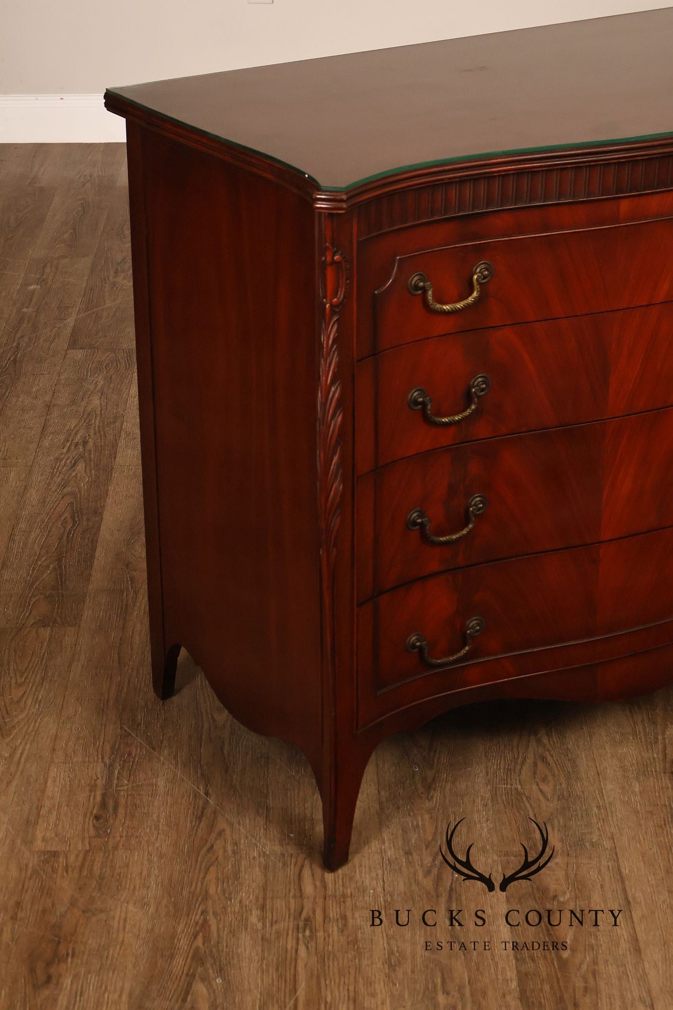 French Provincial Style Mahogany Serpentine Four-Drawer Dresser
