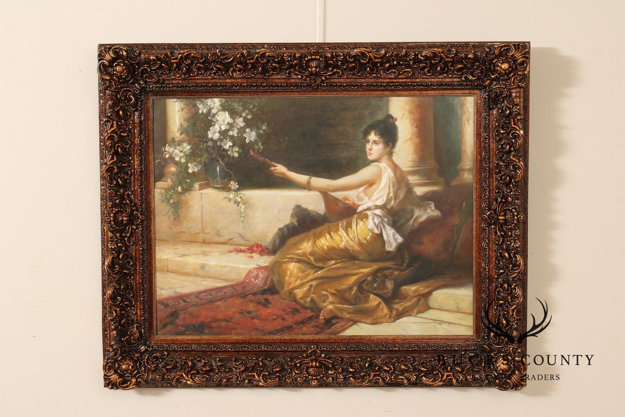 After Conrad Kiesel Salon Painting, 'The Mandolin Player'