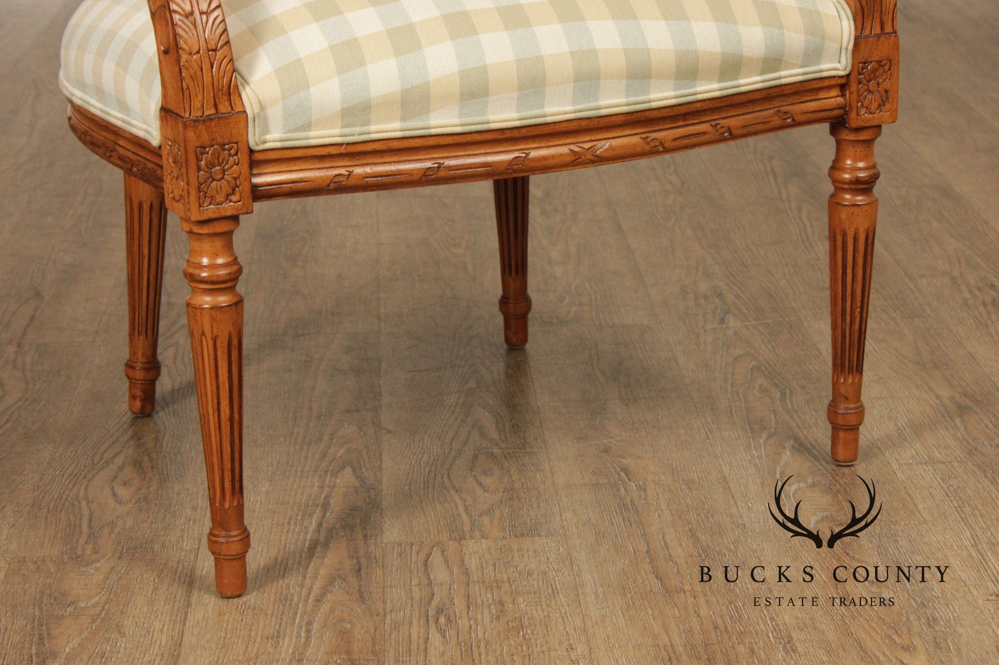 Ethan Allen French Louis XVI Style Pair of Fauteuil Armchairs
