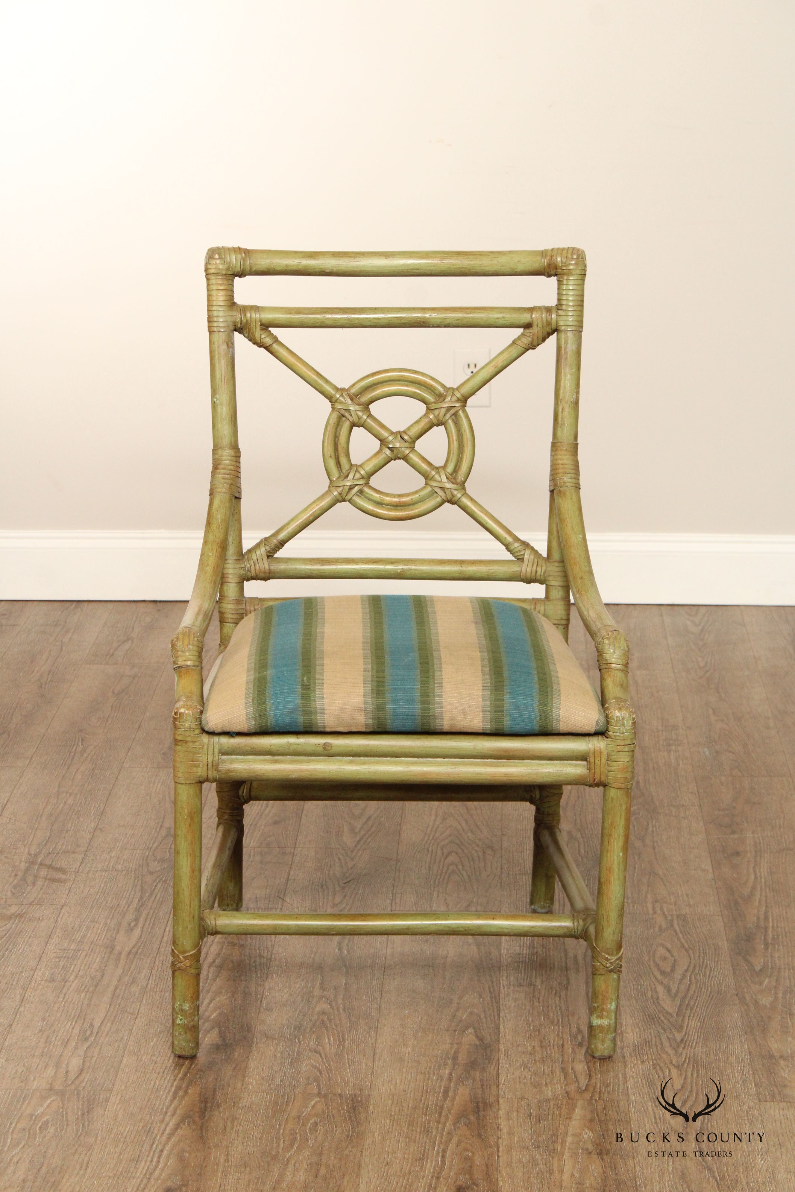 Surfside Casual Furniture Mid Century Modern Set of Four Rattan Dining Chairs