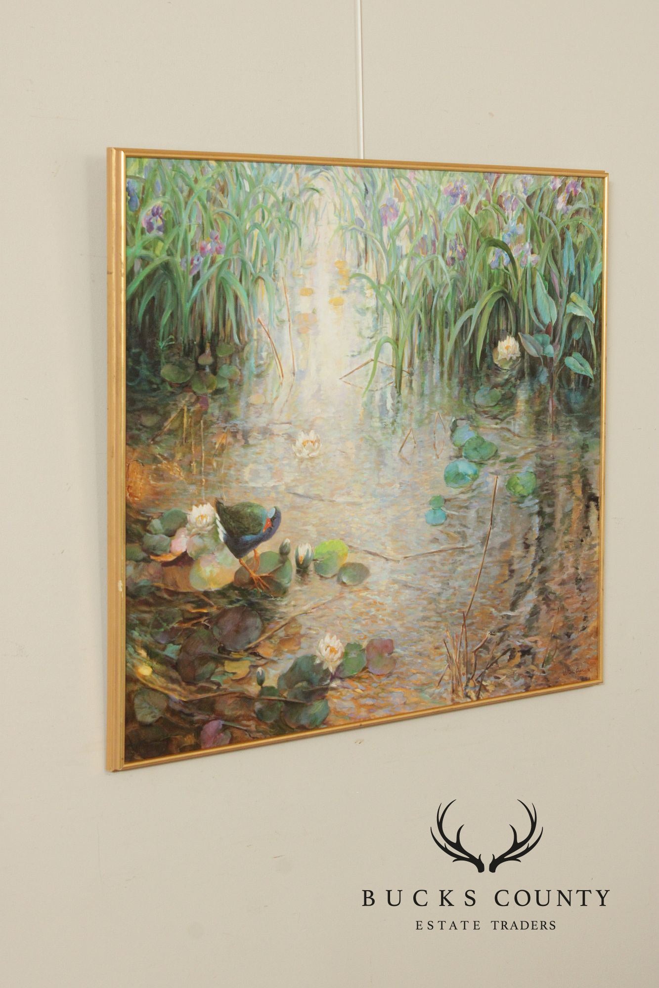 Walter Greer Oil Painting, 'Pond with Galinule'