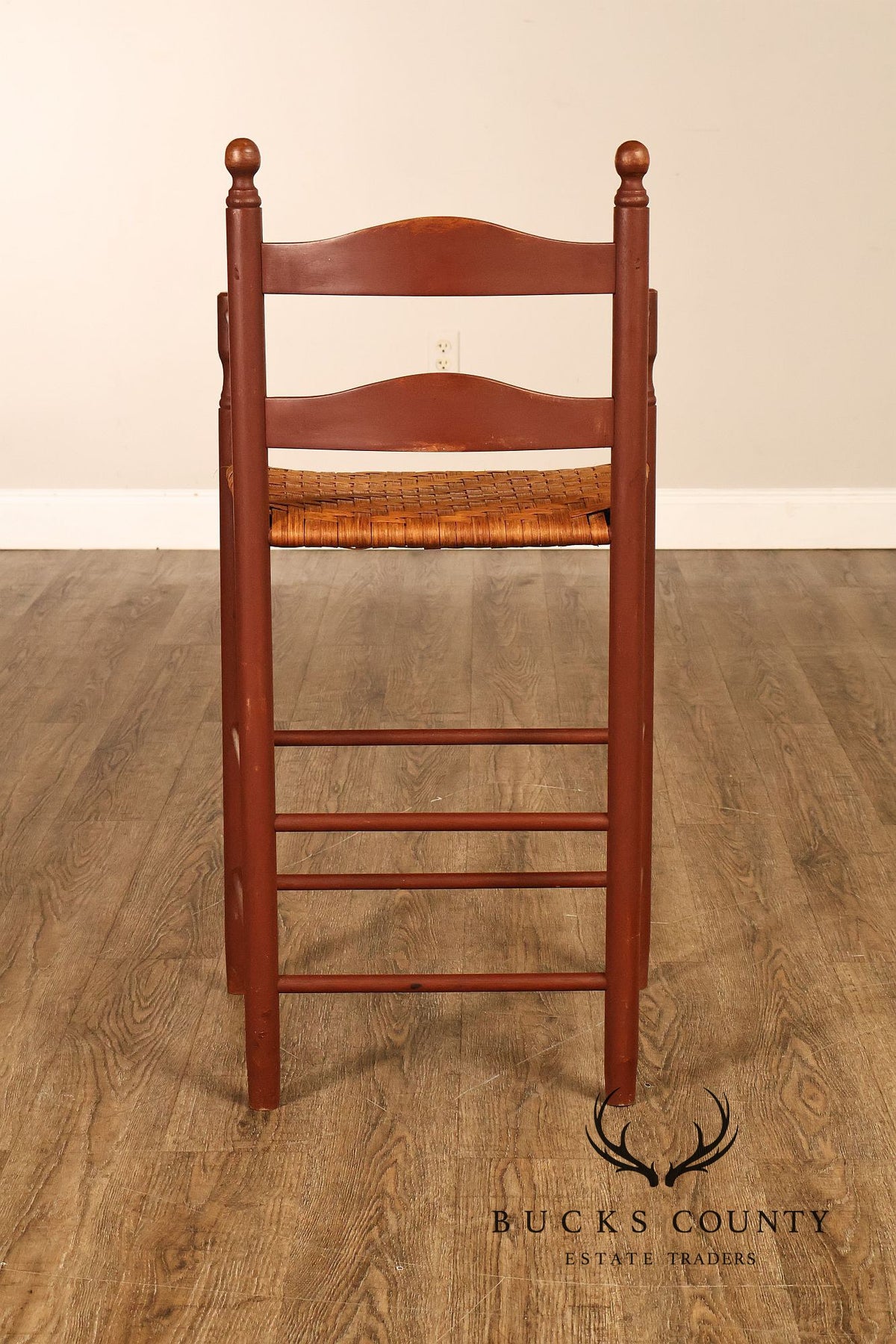 Shaker Style Pair of Rush Seat Counter Stools