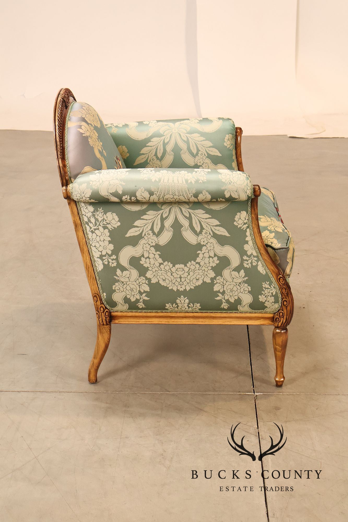 Colombo Mobili Louis XVI Style Pair Of Upholstered Bergeres Armchairs