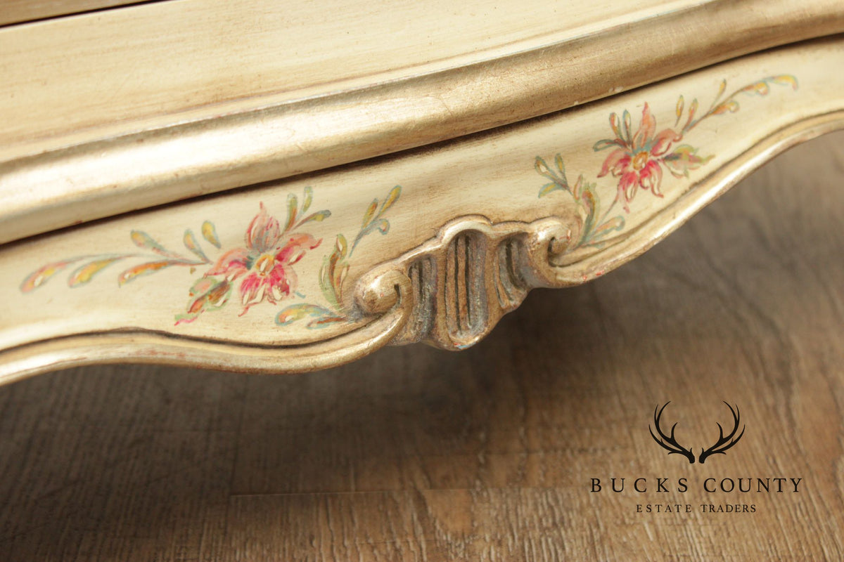 Karges Bombe Painted Two-Drawer Night Stand With Floral Motifs