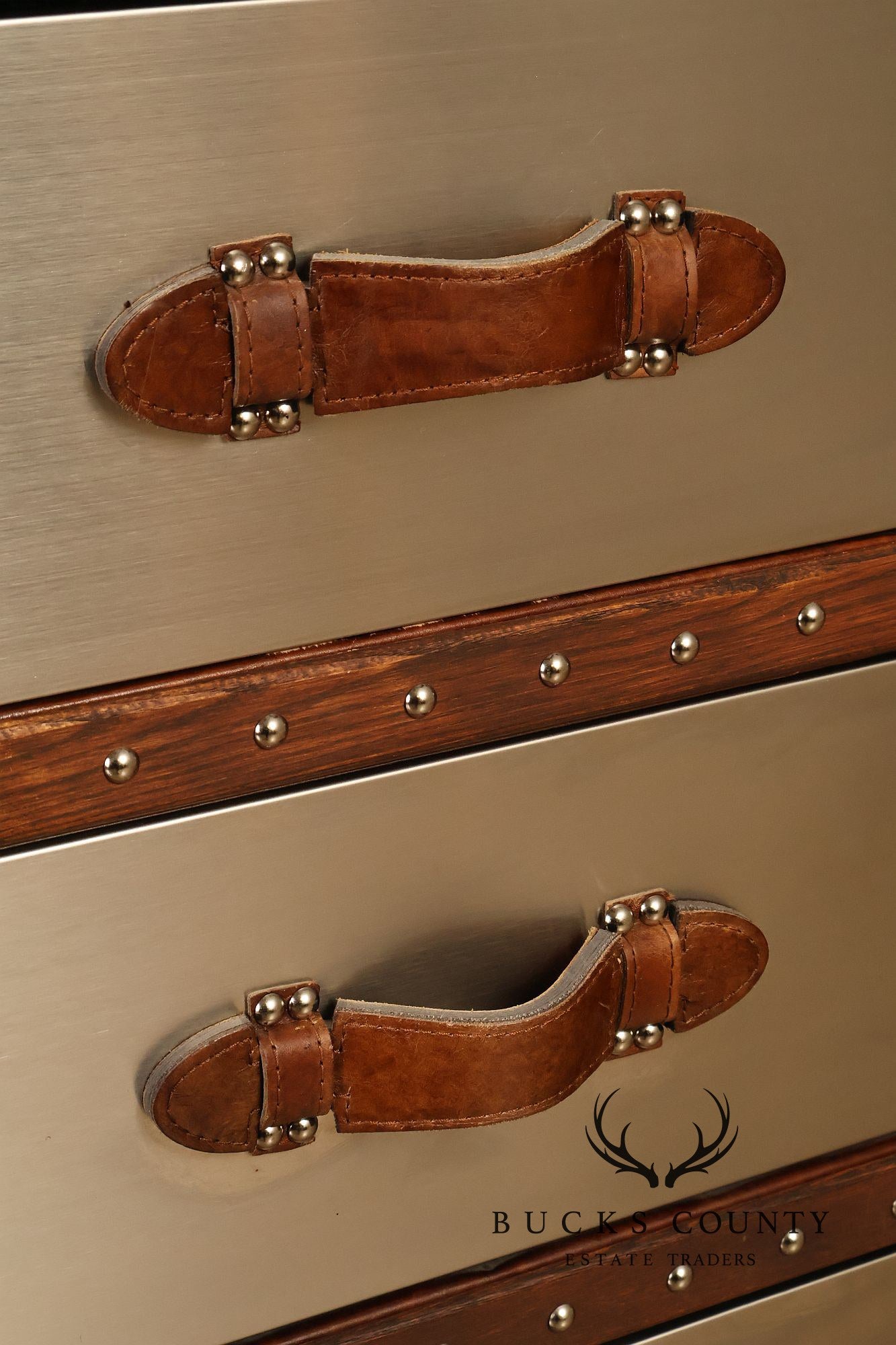 Restoration Hardware 'Mayfair' Steel and Leather Chest of Drawers