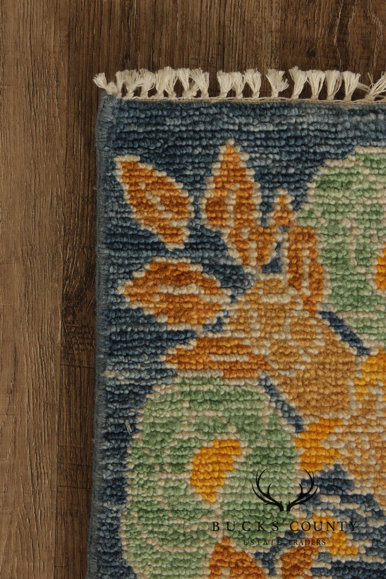 Golden Nile William Morris Style Large Blue And Gold Wool Area Rug