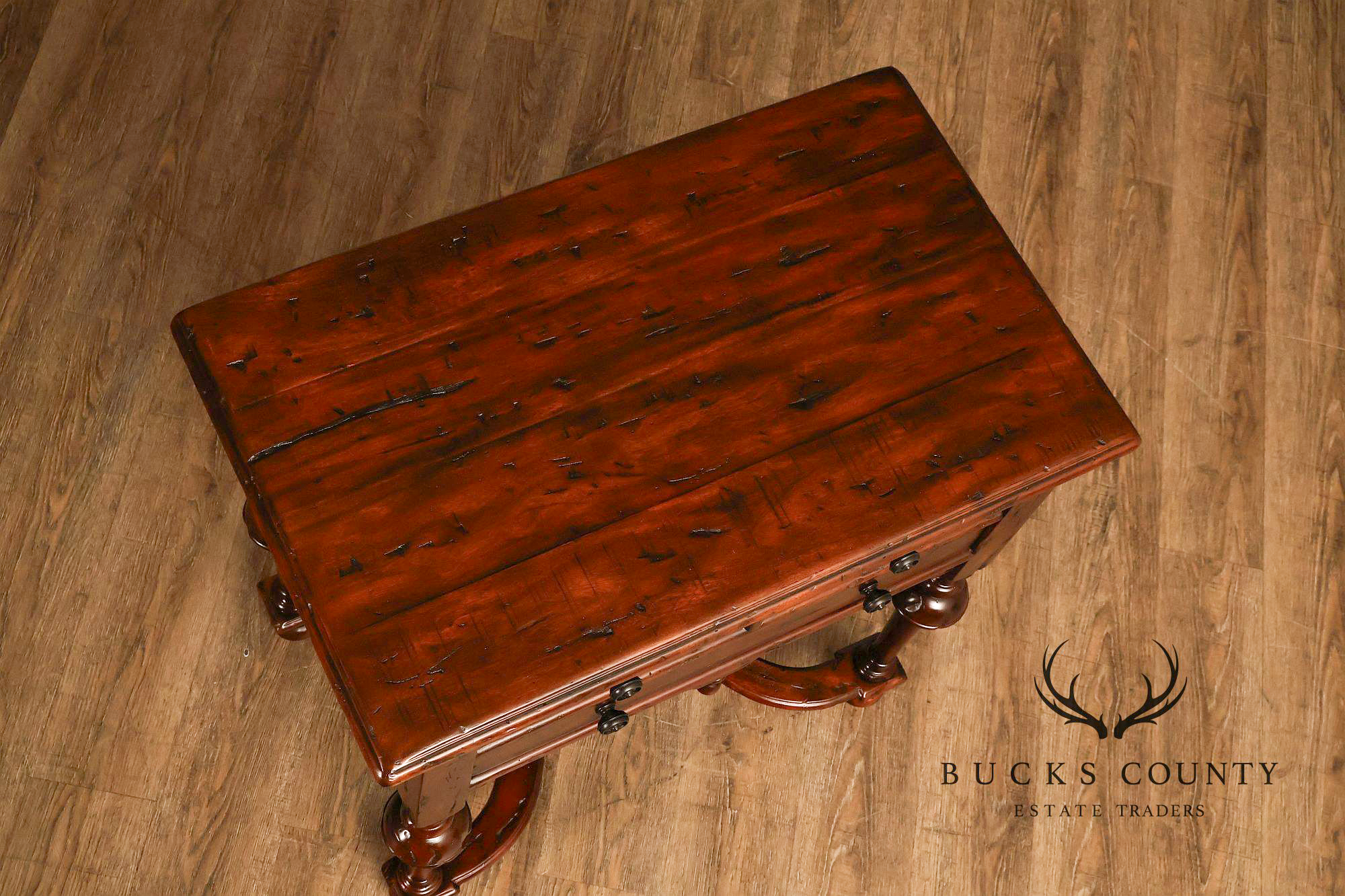 Theodore Alexander Castle Bromwich Antiqued Wood Lowboy End Table