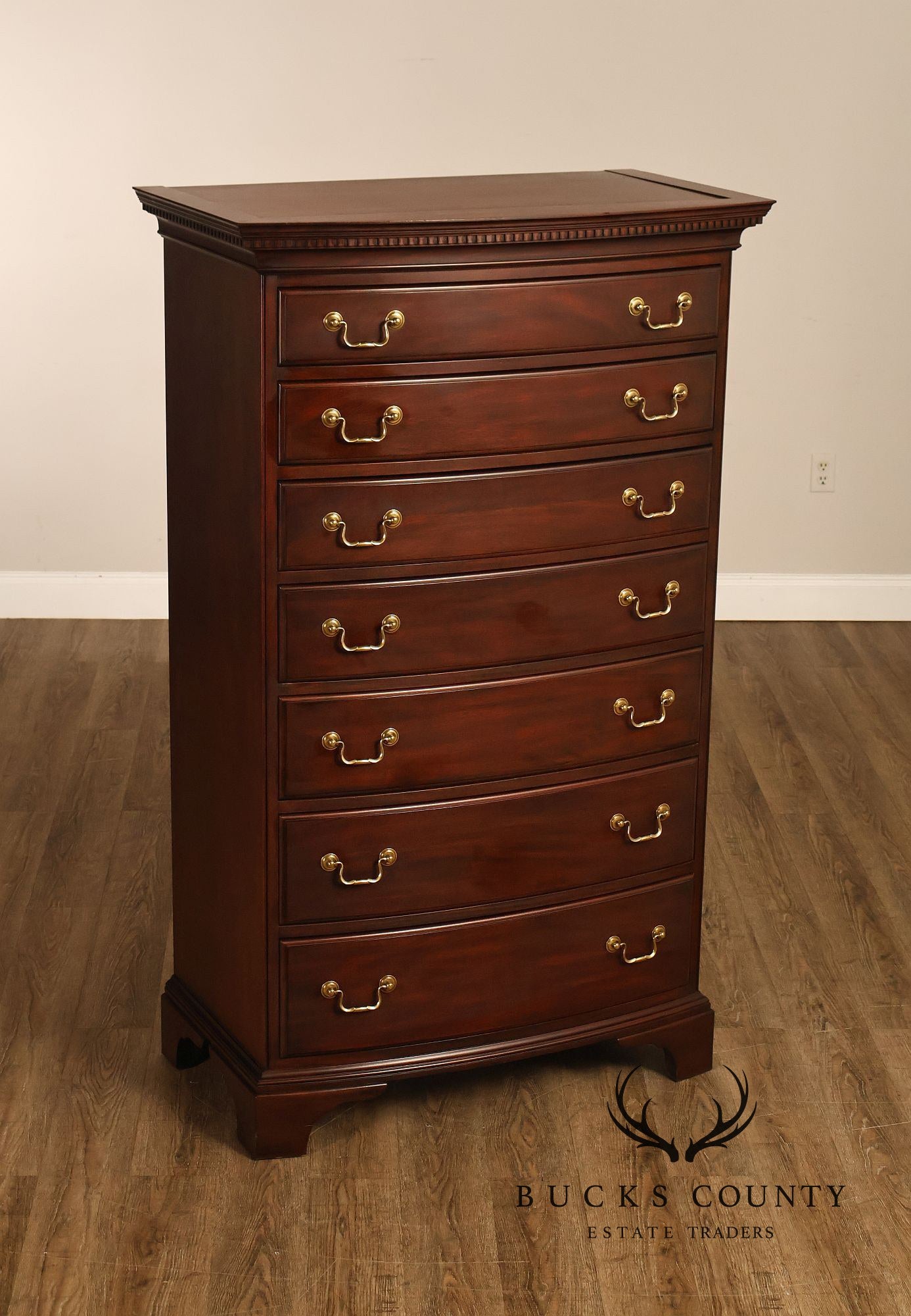 Henkel Harris Mahogany Bowfront Tall Chest