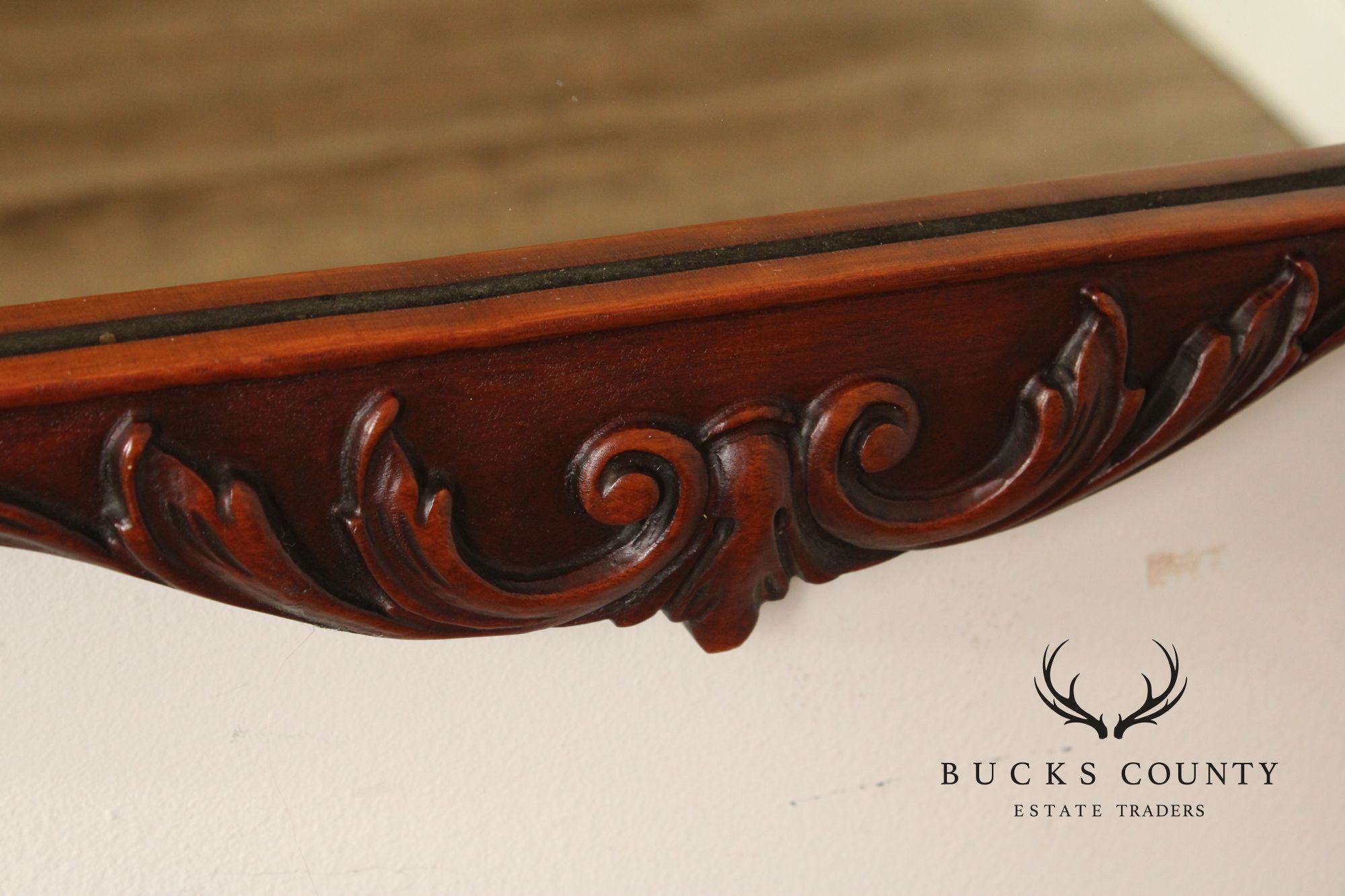 1940's Vintage French Style Carved Mahogany Wall Mirror