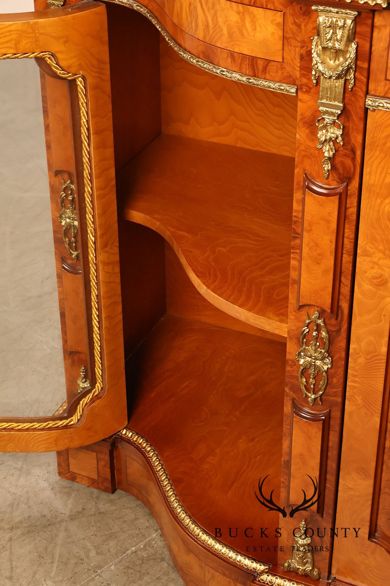 Italian Neoclassical Style Burl Wood Sideboard Credenza