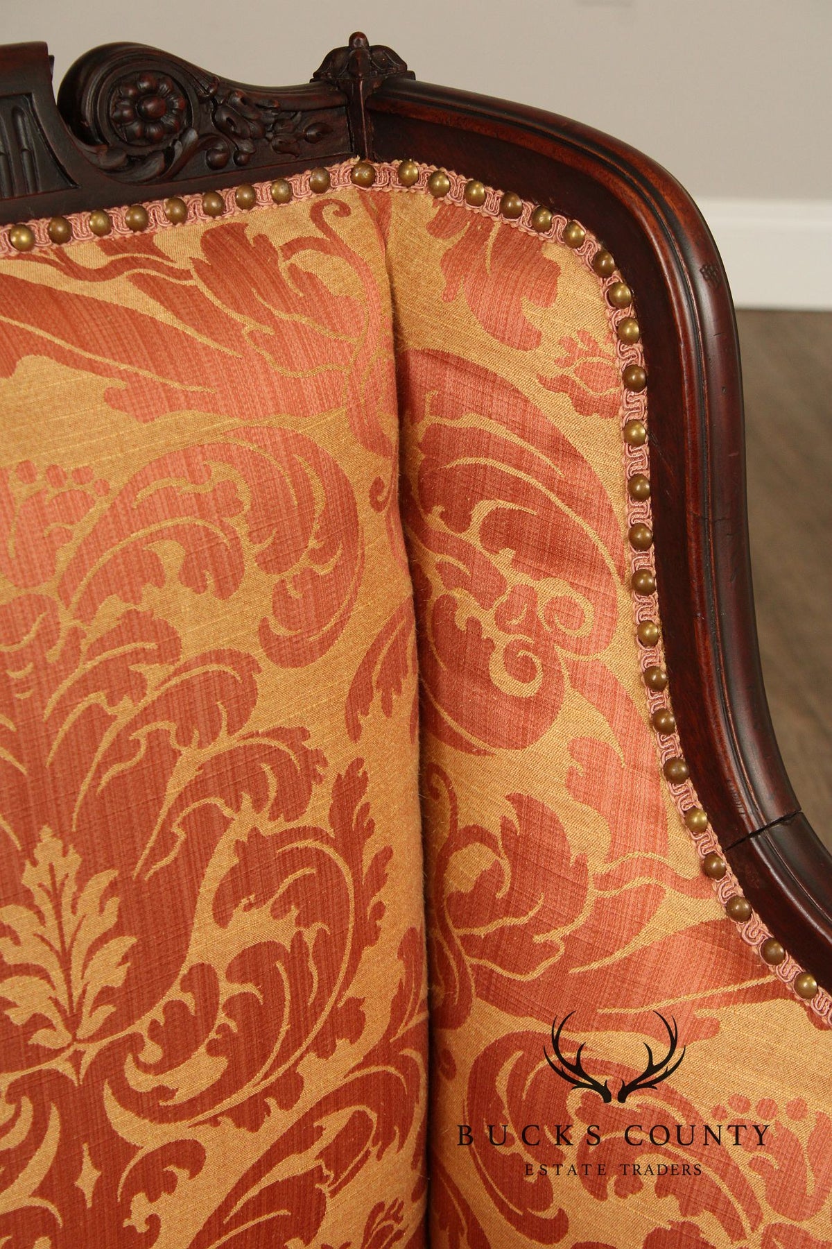 English Regency Style Antique Carved Mahogany Armchair
