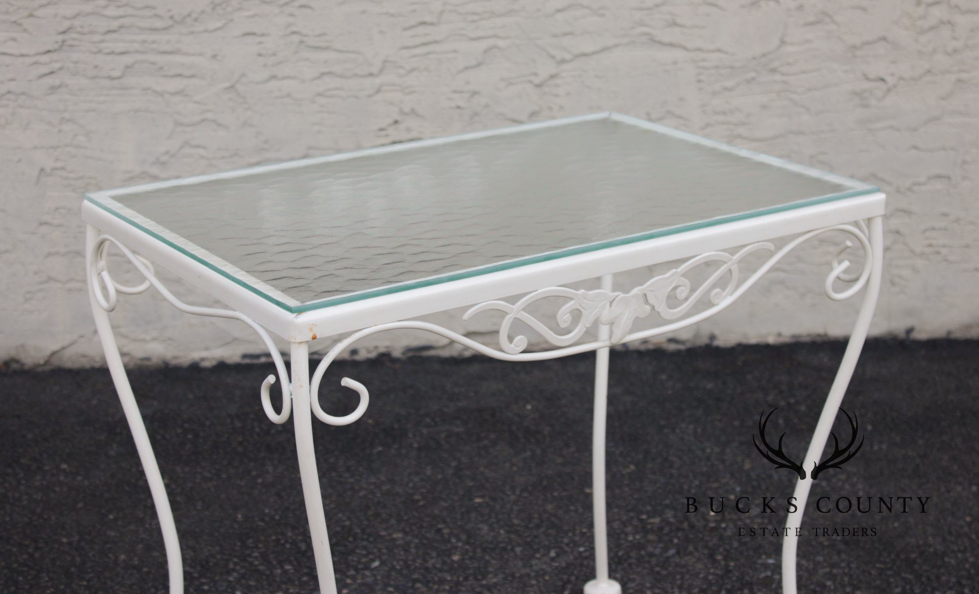 Vintage Wrought Iron And Glass Patio Side Table
