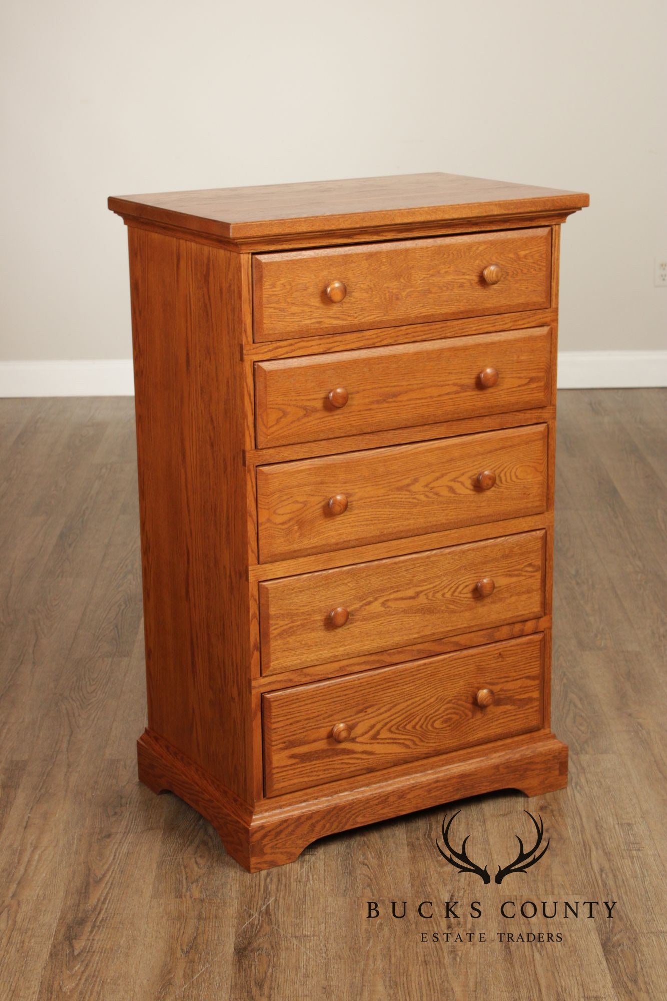Hunt Country Furniture Pair of Oak Five Drawer Dressers
