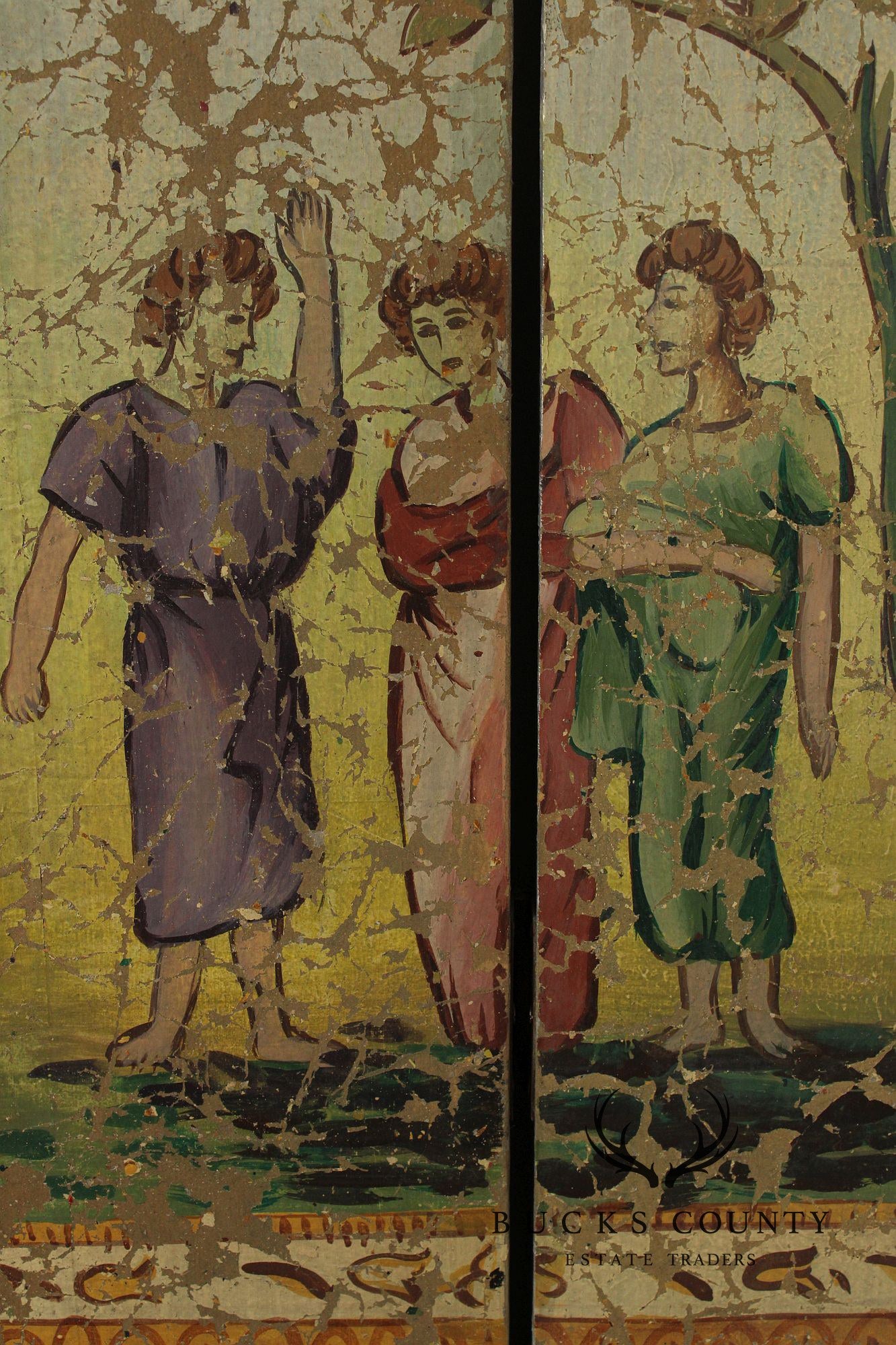 Italian Neoclassical Style Painted Four-Panel Folding Screen