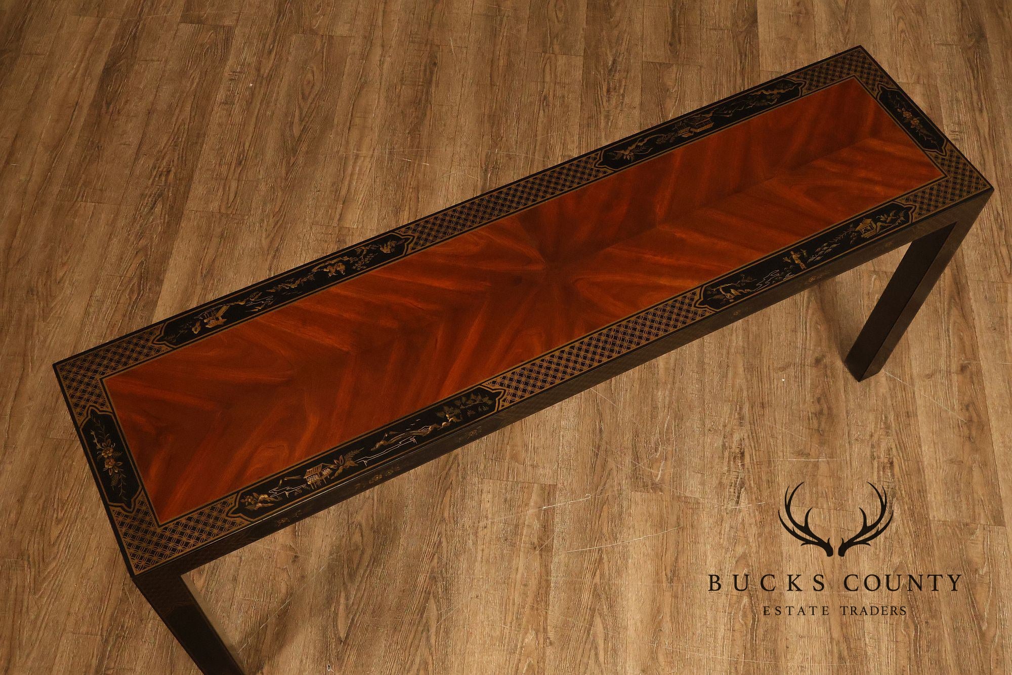 Drexel Heritage 'Et Cetera' Chinoiserie Painted Parsons Console Sofa Table