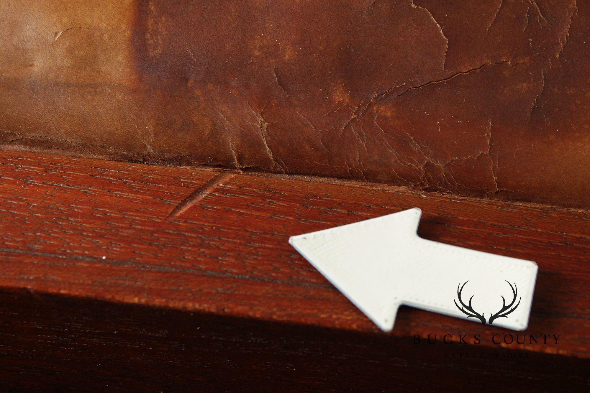 Arts & Crafts Leather Seat Oak Stool