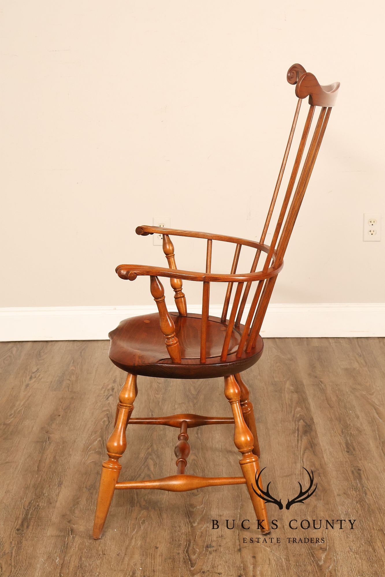 Nichols and Stone Pair of Oak Windsor Armchairs