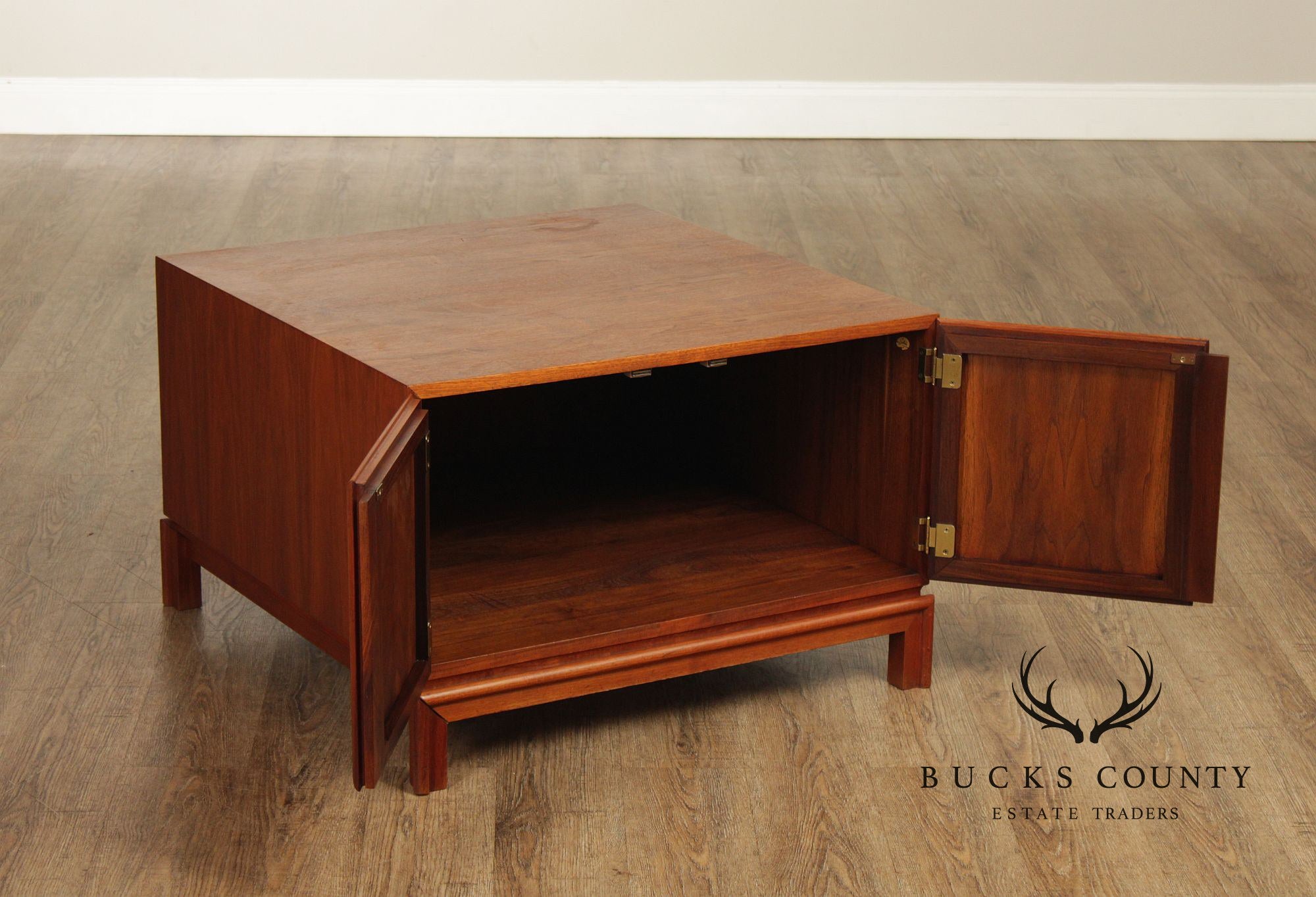Brown Saltman Mid-Century Modern Walnut Cube Cabinet Coffee Table