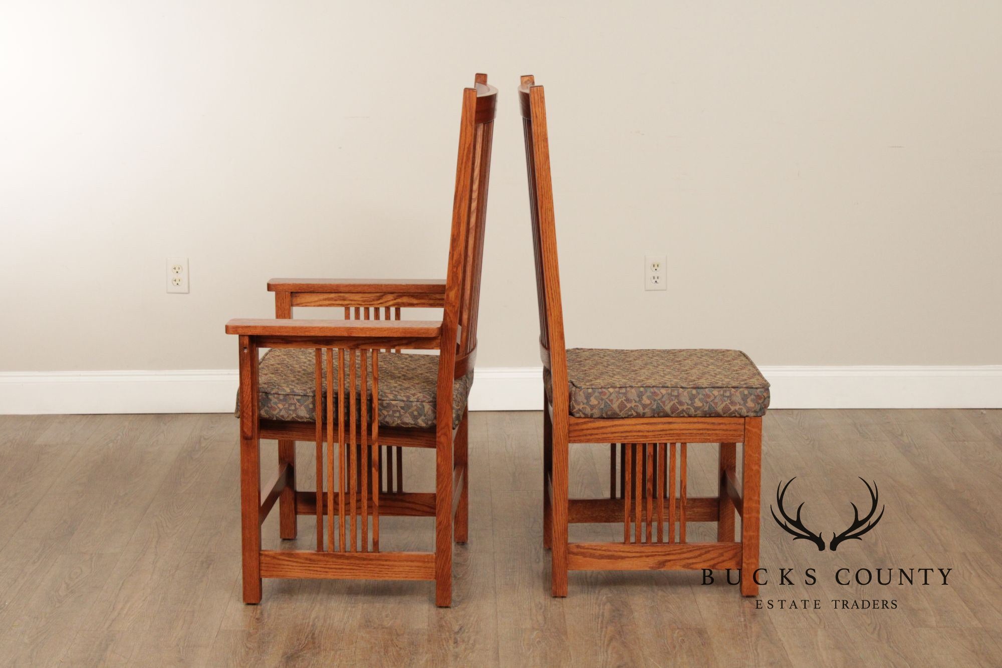 Mission Style Custom Quality Set Of Six Oak Spindle Dining Chairs