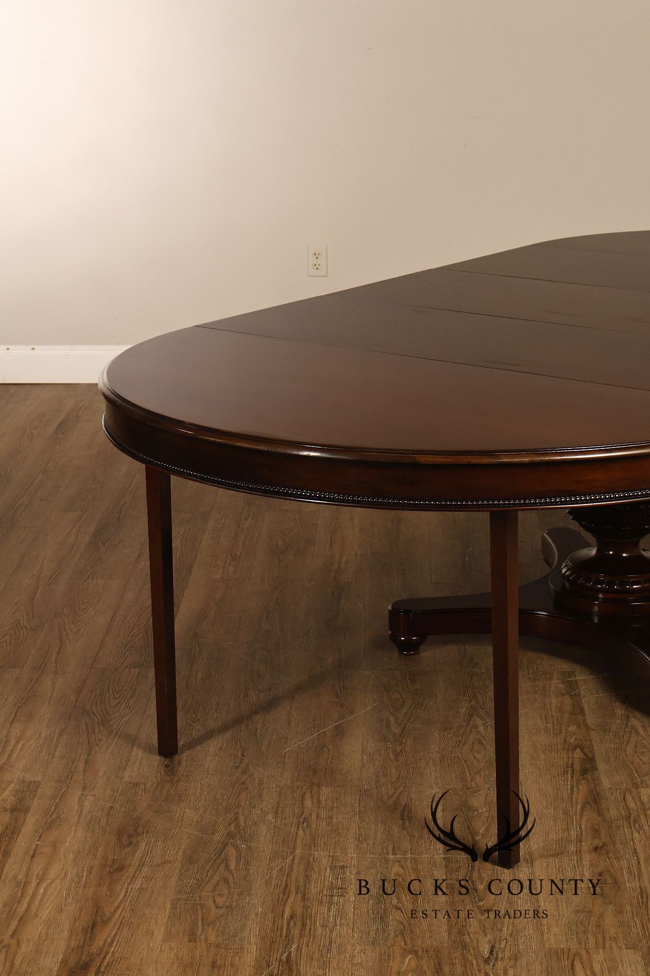 Empire Style 54" Round Mahogany Expandable Pedestal Dining Table