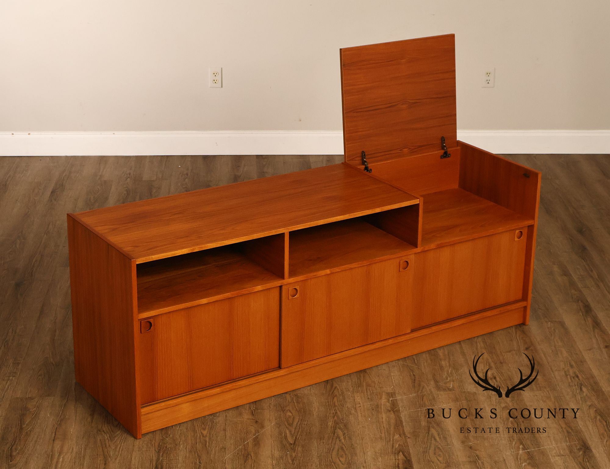 Danish Modern Teak Media Console Cabinet