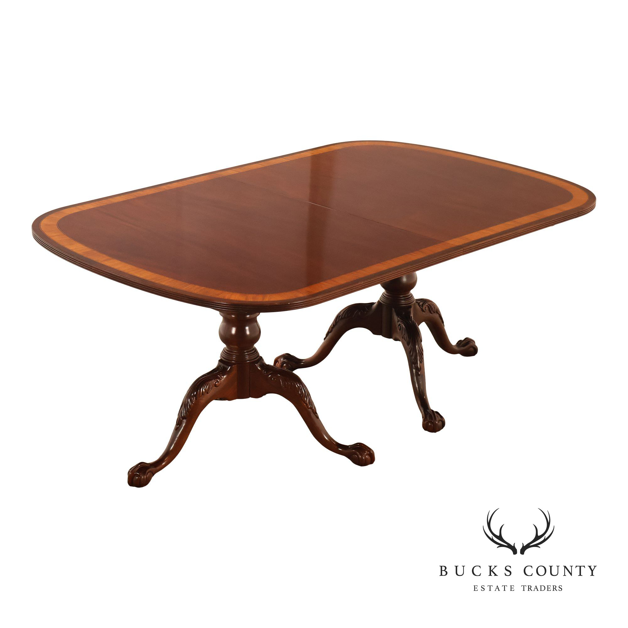 Ethan Allen '18th Century Mahogany' Double Pedestal Dining Table