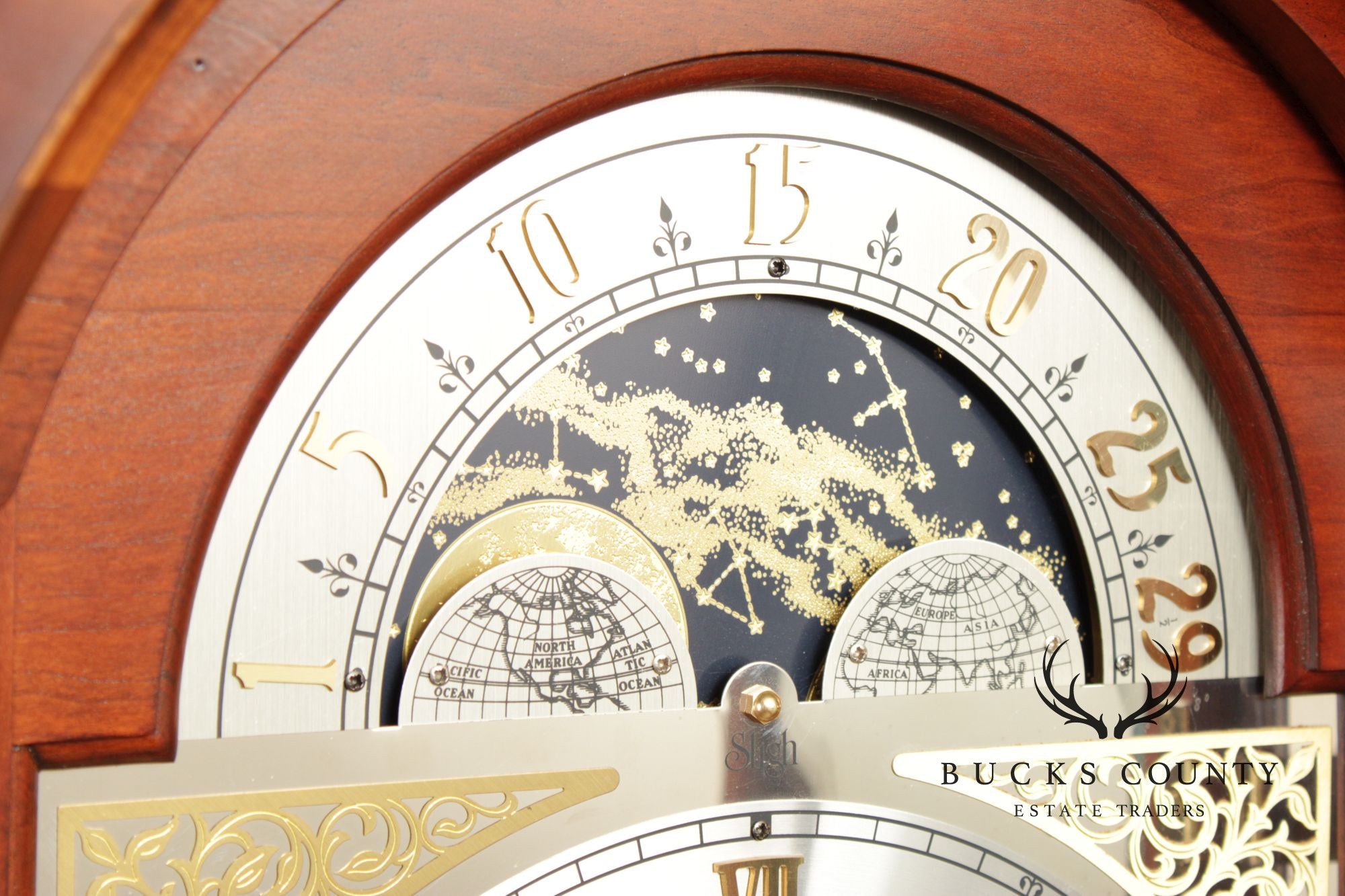Sligh Federal Style Inlaid Mahogany Grandfather Clock