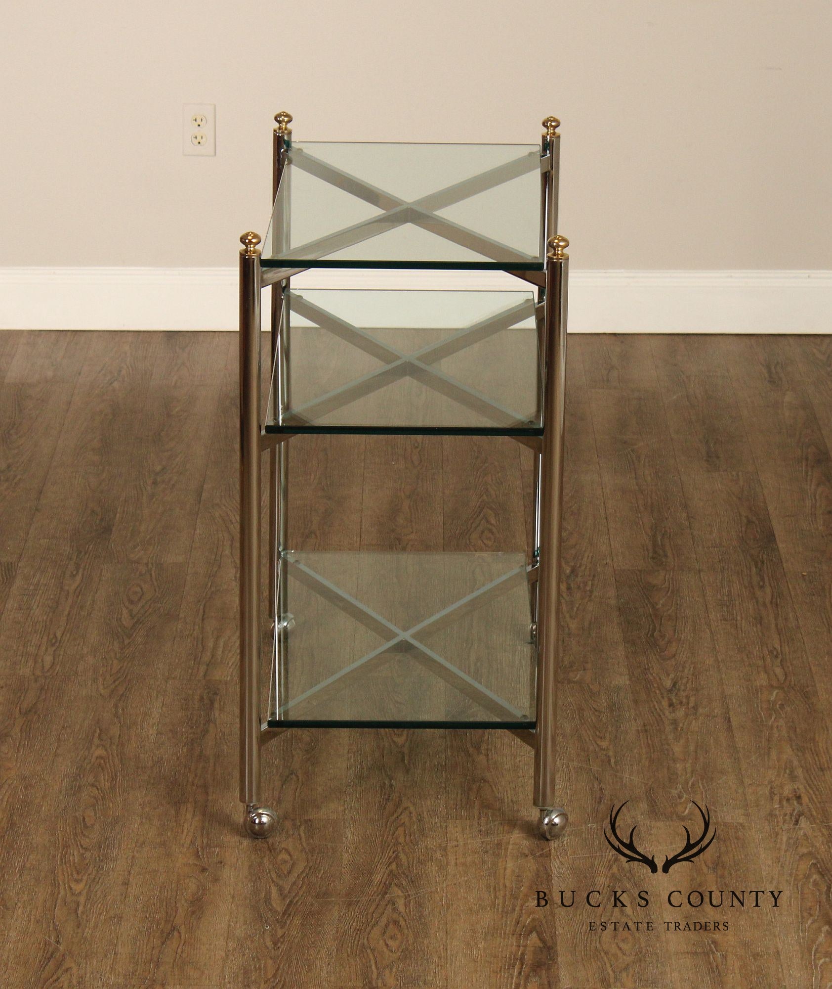 Mid Century Modern Style Chrome & Glass Cart