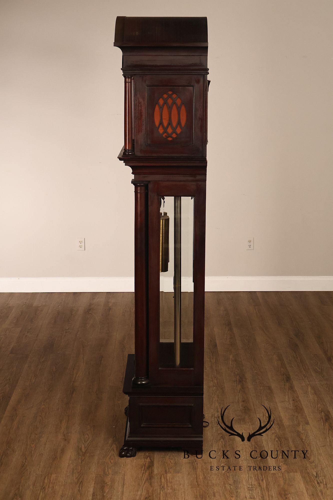 Baily Banks and Biddle Antique Mahogany 9 Tube Grandfather Clock