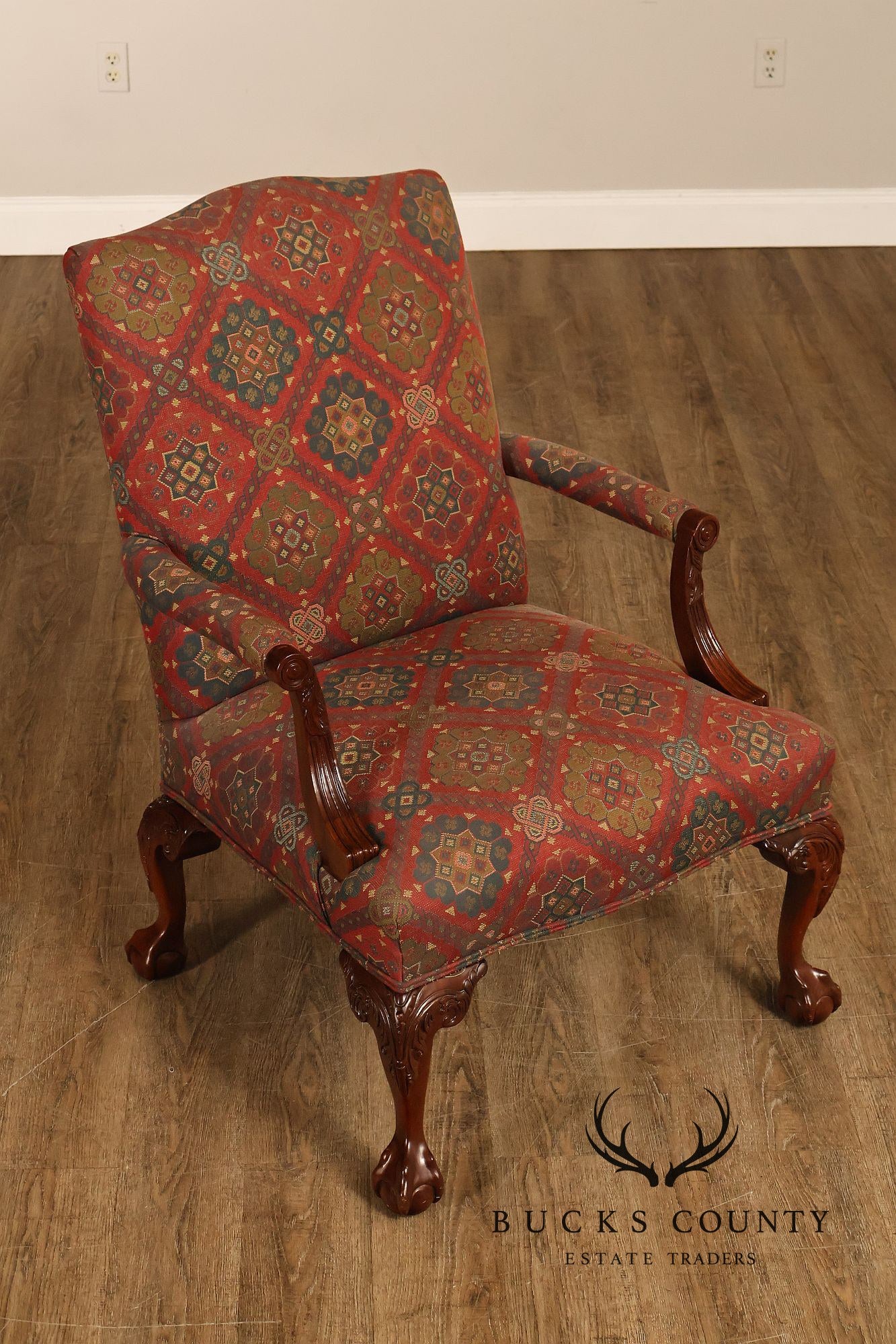 Henredon Chippendale Style Mahogany Library Armchair