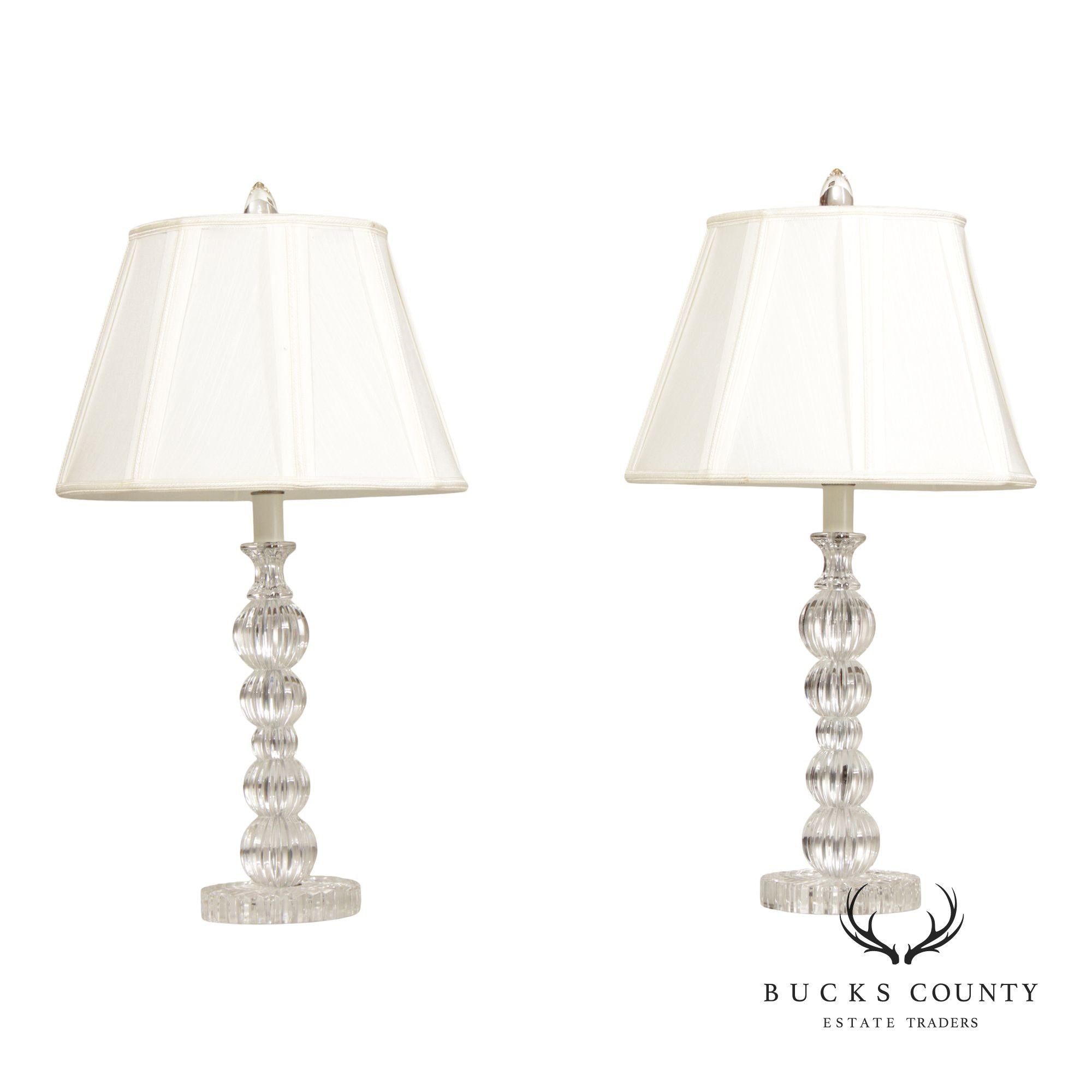 Bradburn Gallery Contemporary Pair of Glass and Lucite Table Lamps