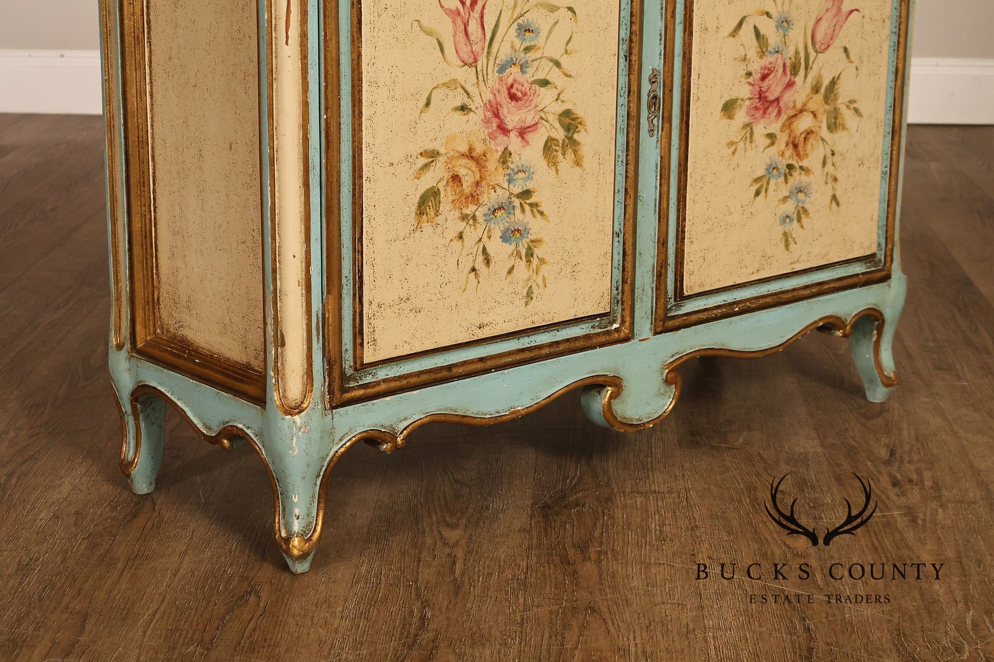 Venetian Style Hand Painted Florentine Cabinet On Stand