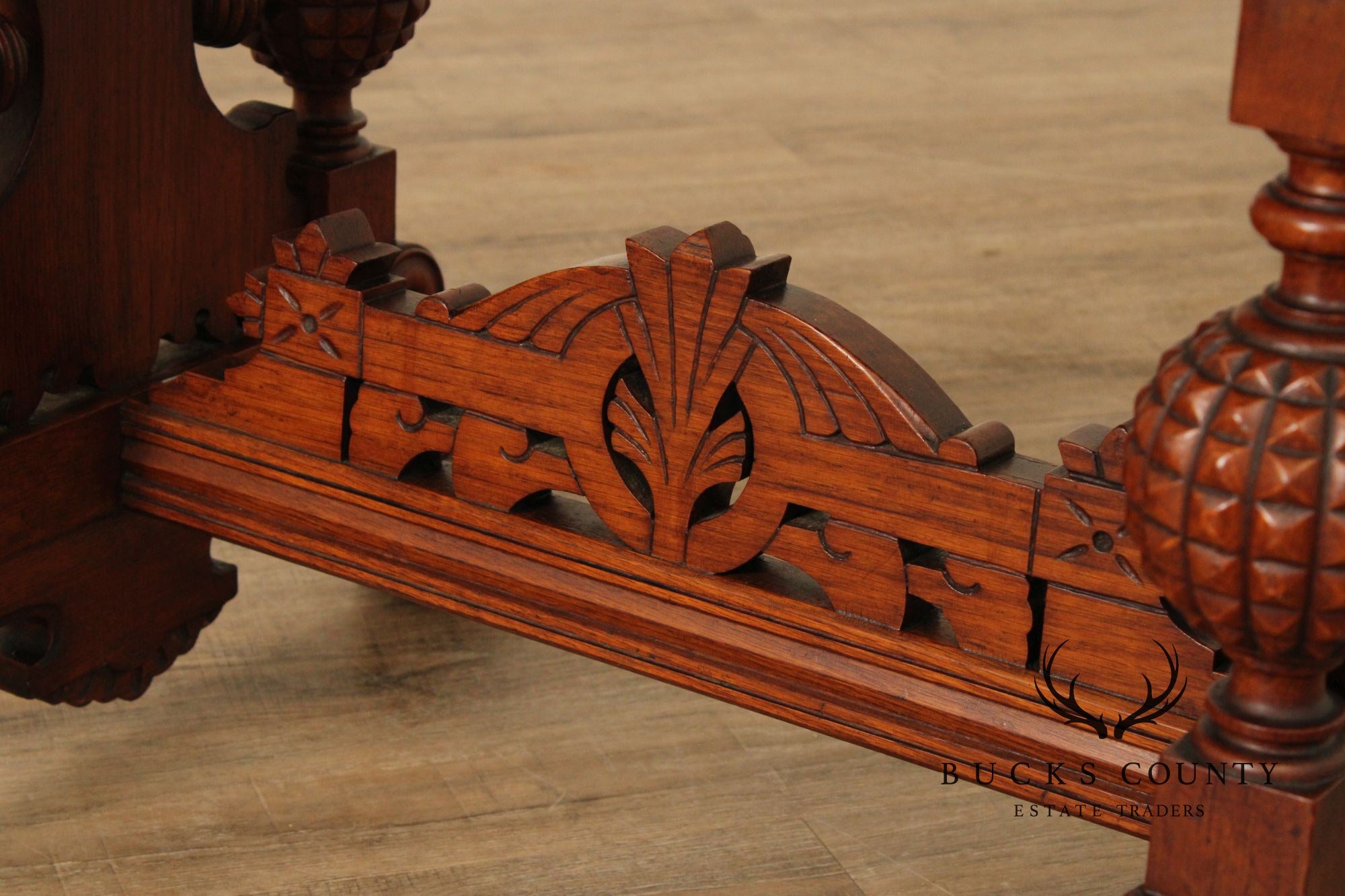 Antique Victorian Renaissance Revival Carved Oak Parlor Table