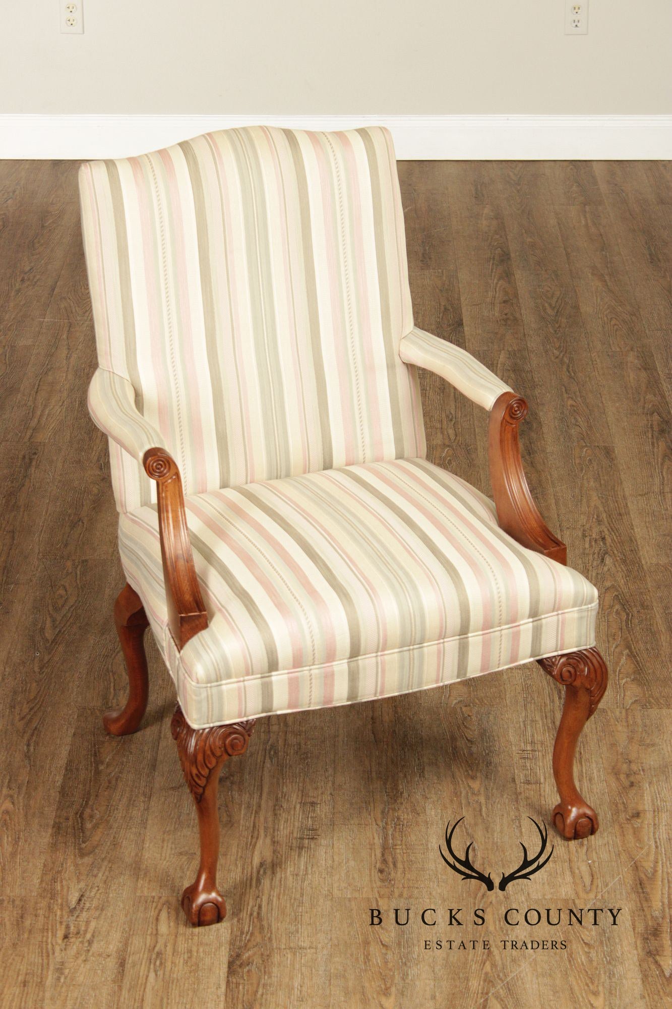 Sam Moore Chippendale Style Pair of Library Armchairs