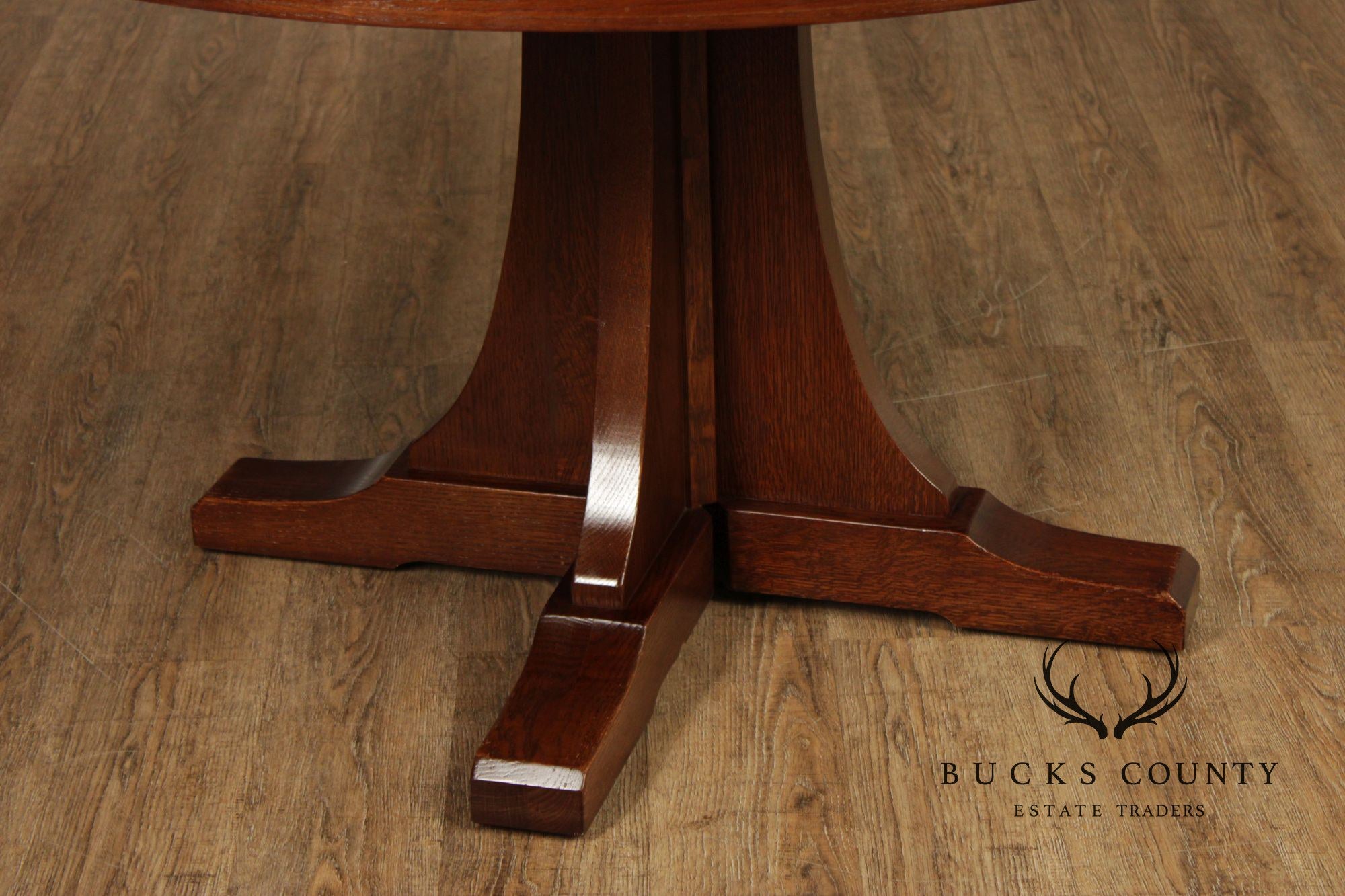Stickley Mission Style Oak Pedestal Dining Table