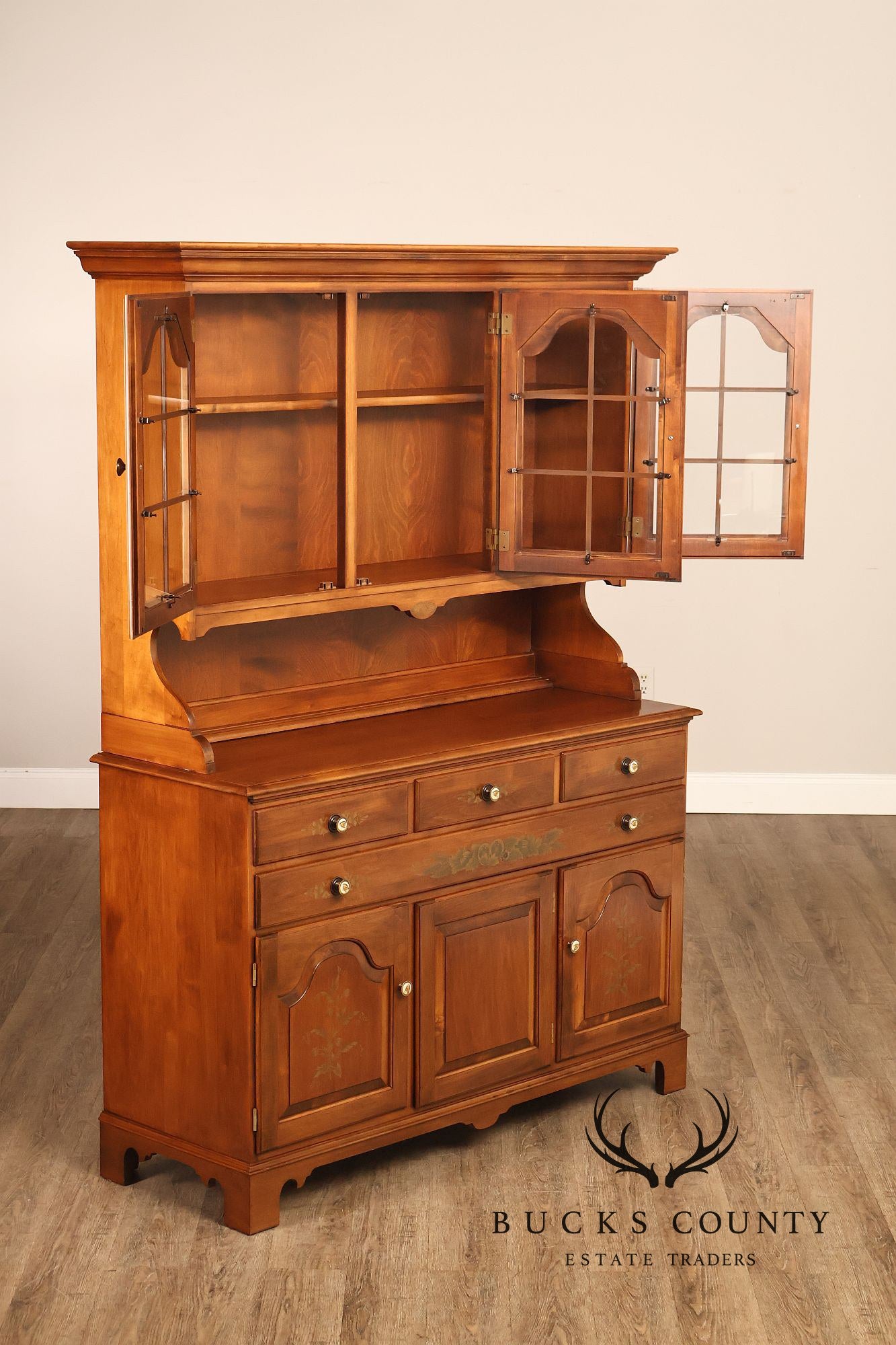 Hitchcock Two Piece Maple Step Back Hutch