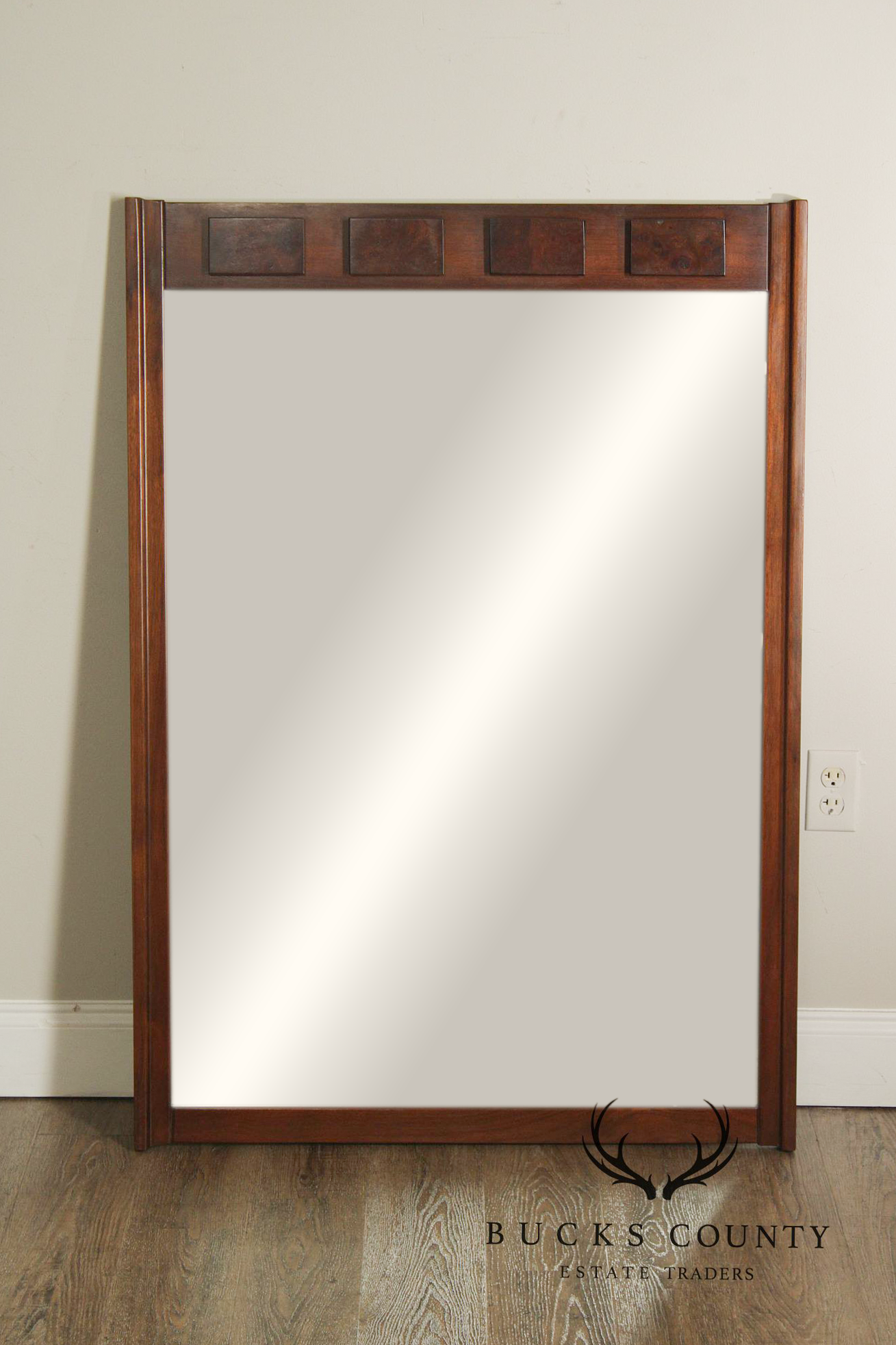 Mid Century Modern Brutalist Burl And Walnut Mirror