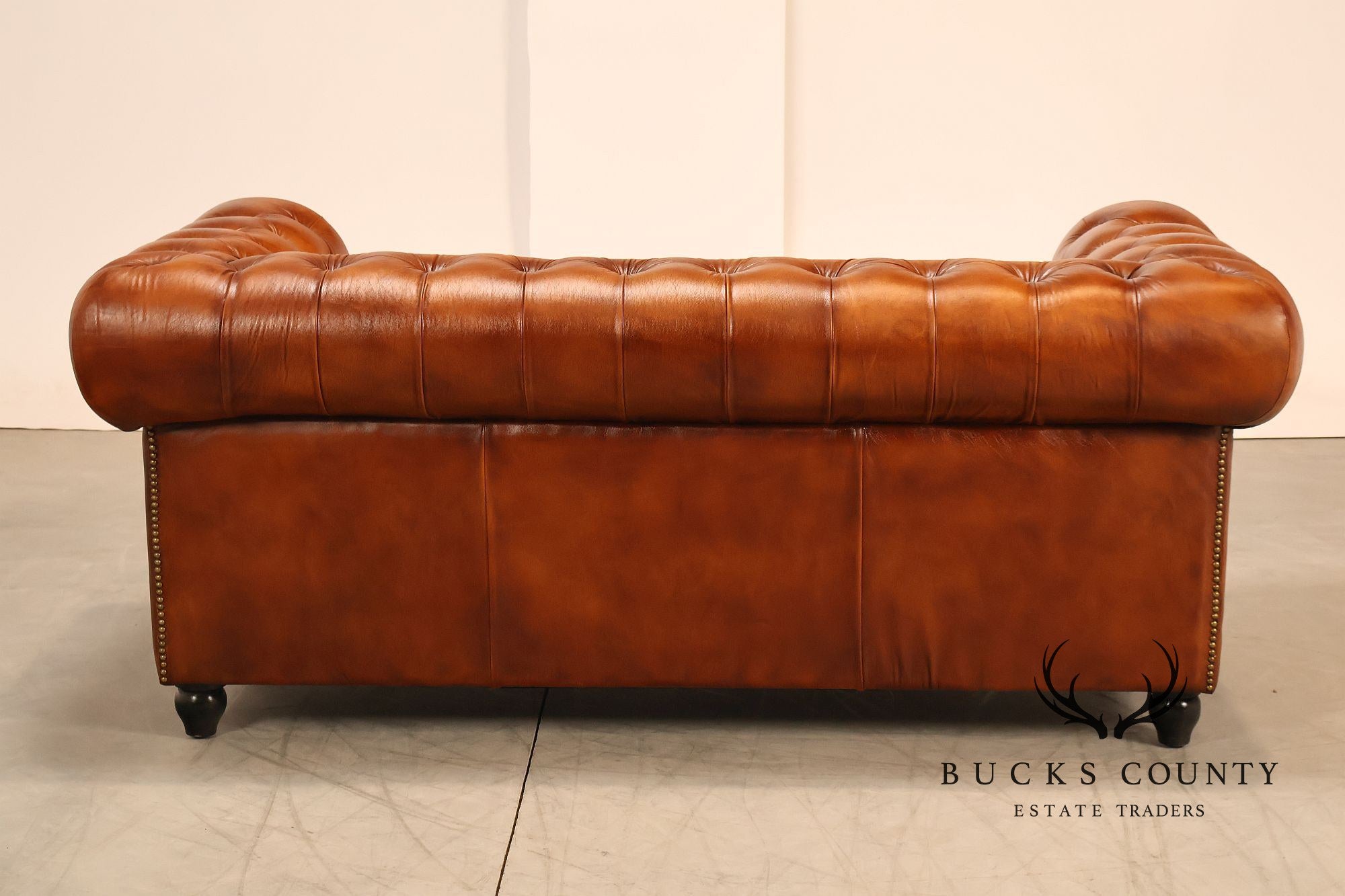 Chesterfield Style Brown Leather Sofa