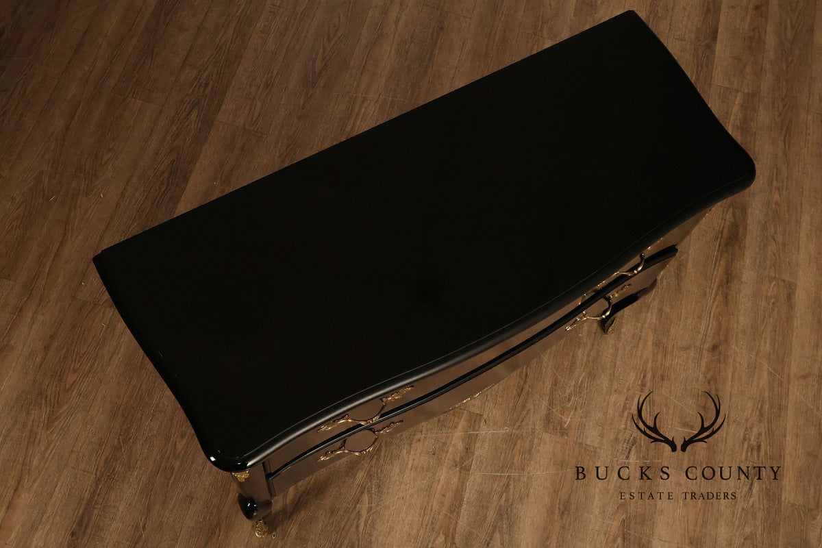 French Louis XV Style Black Lacquer Commode