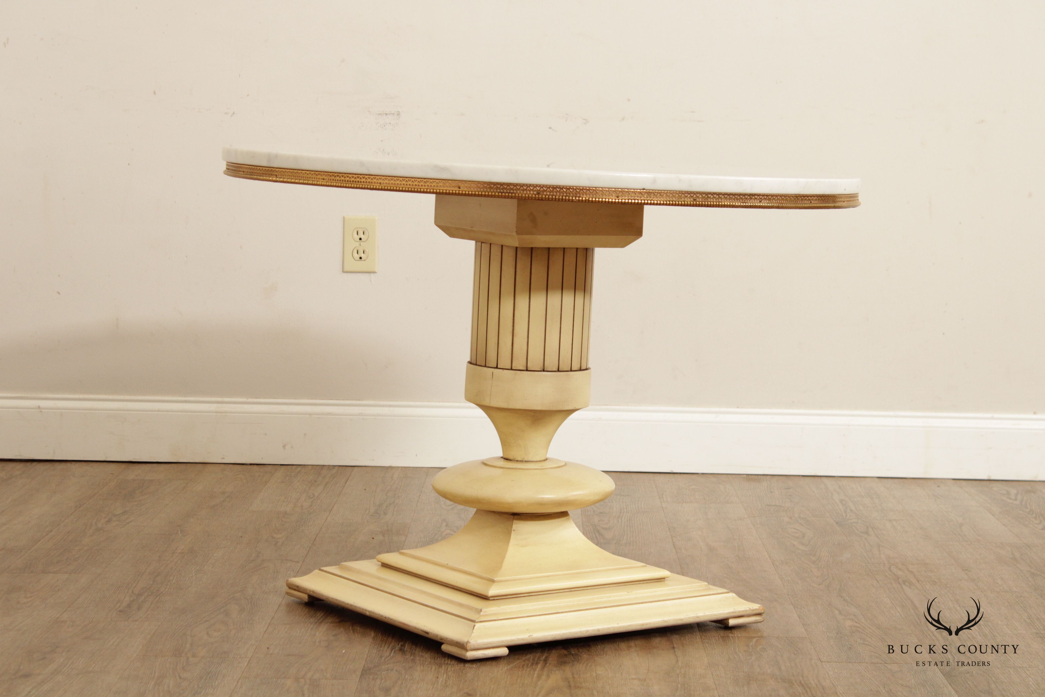 American of Chicago Vintage Round Marble Top Neoclassical Style Coffee or Center Table