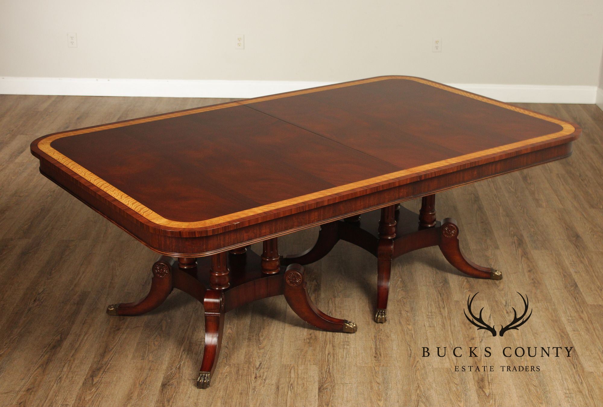 Henredon Natchez Mahogany Double Pedestal Dining Table With Three Leaves