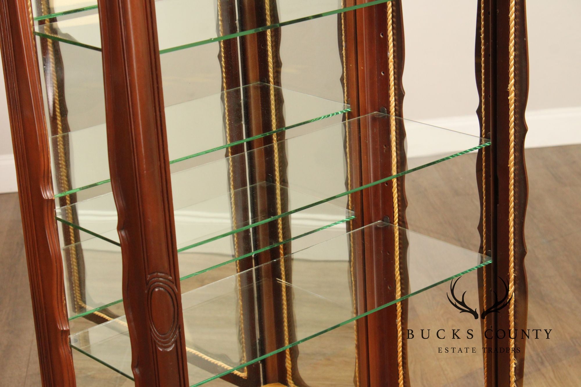 French Style Vintage Glass Curio Vitrine Cabinet