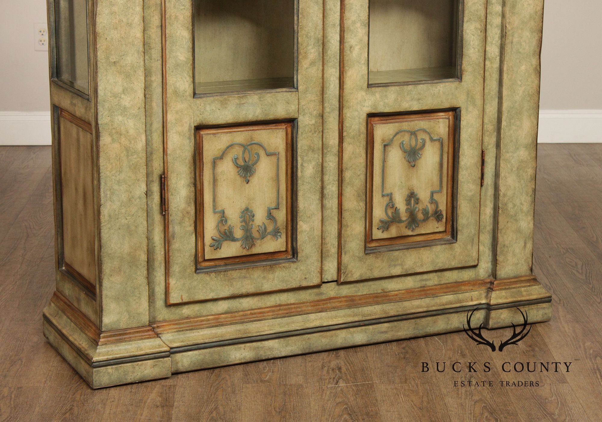 Tuscan Style Painted Two-Door Bookcase China Cabinet