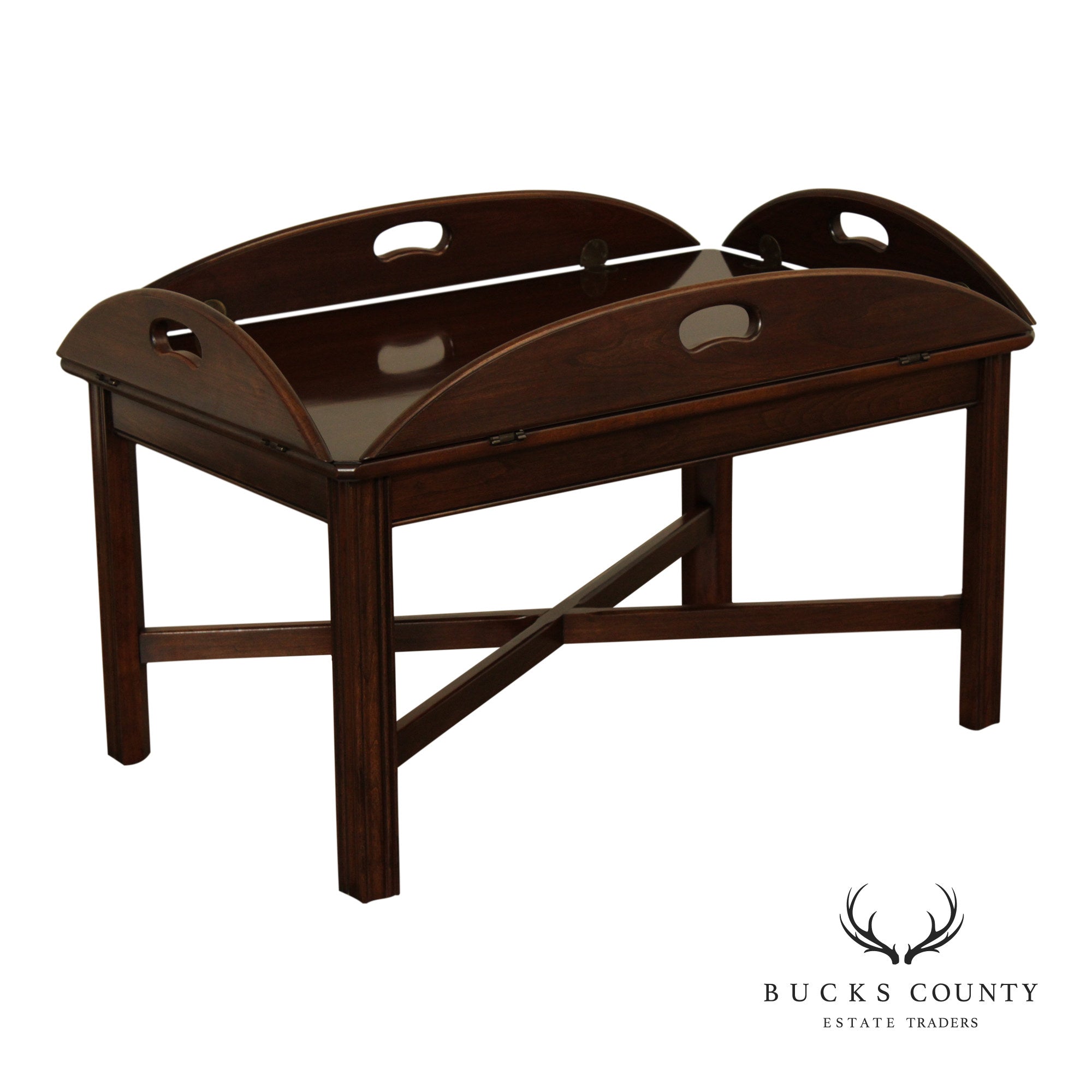 Ethan Allen Georgian Court Collection Chippendale Style Cherry Butler's Tray Coffee Table