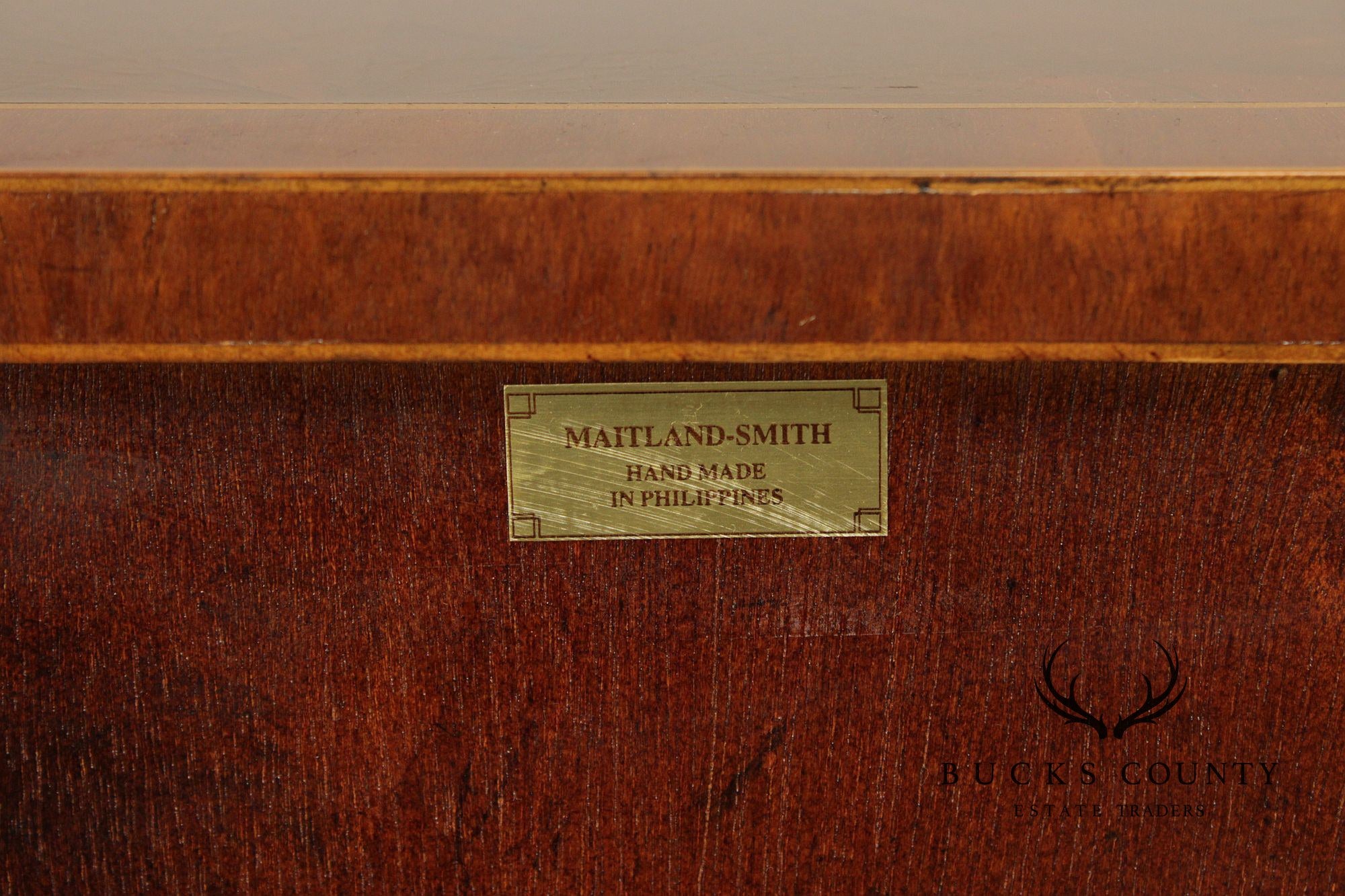 Maitland Smith Hepplewhite Style Deep Mahogany Inlaid Demilune Sideboard