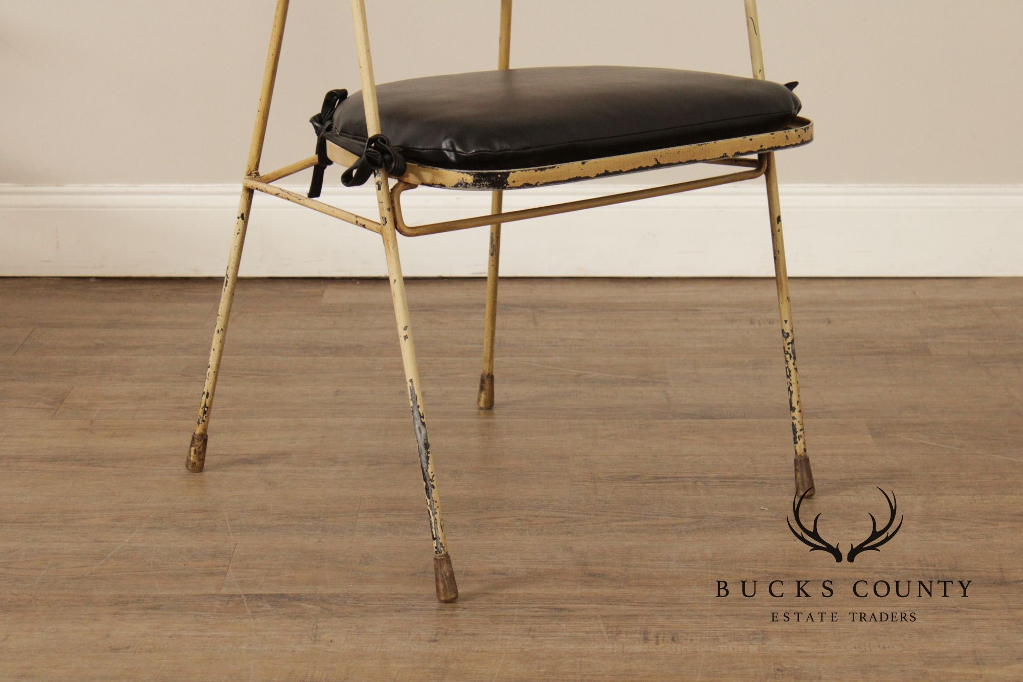 Salterini Mid Century Modern Set of Four Wicker And Iron Side Chairs