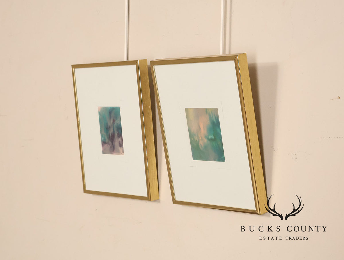 Suzanne Marinell Pair of Melted Wax Abstract Paintings