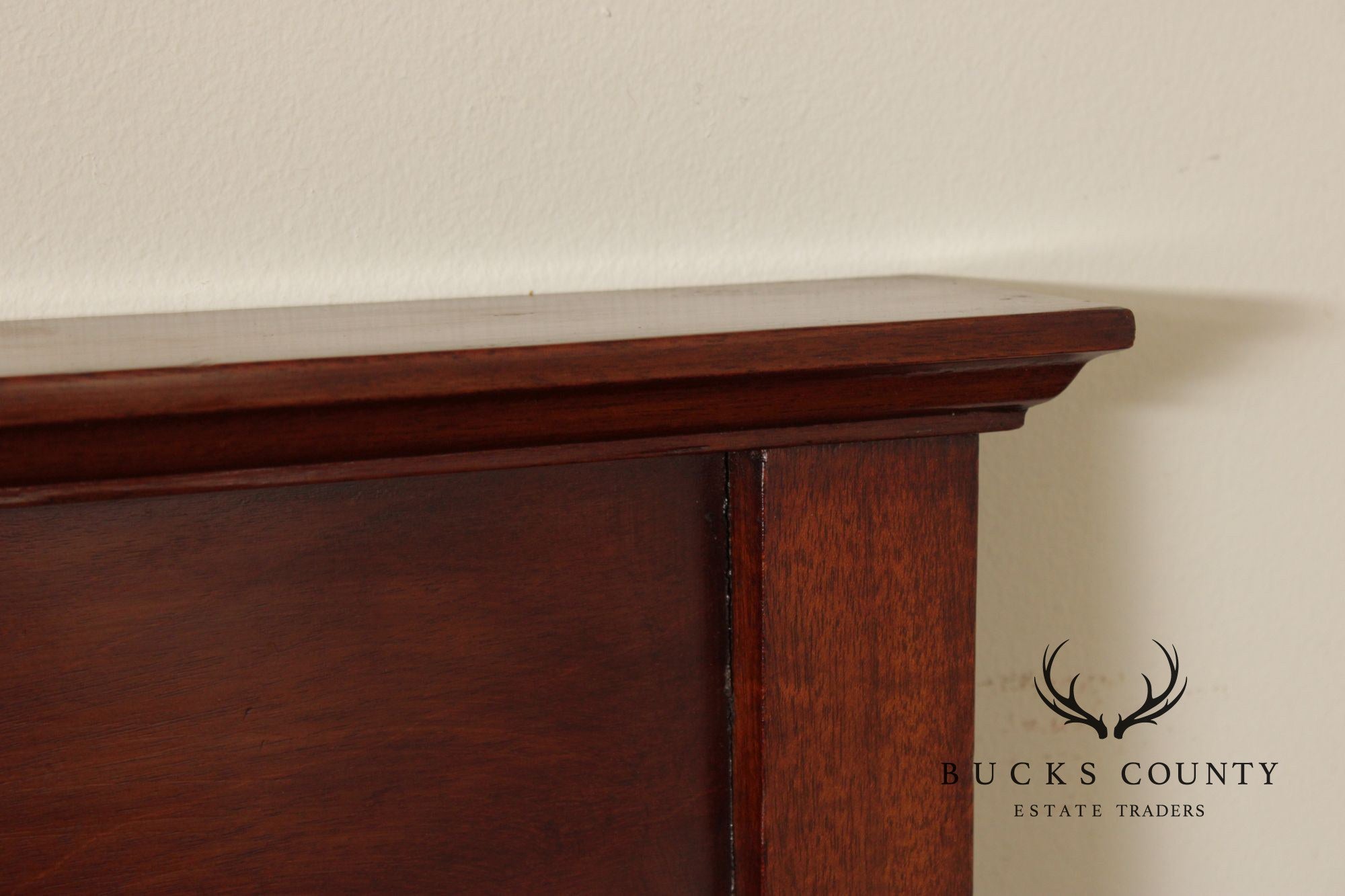 Arts & Crafts Style Carved Mahogany Full-Size Headboard
